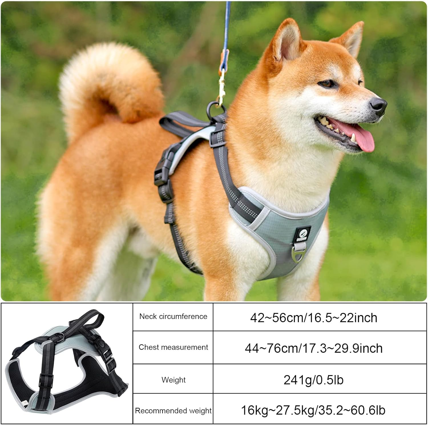 Dog Harness for Medium and Large Dogs, Anti-Pull Chest Harness, Adjustable, No Pull Safety Harness for Daily Training, Walking, Running image number 1