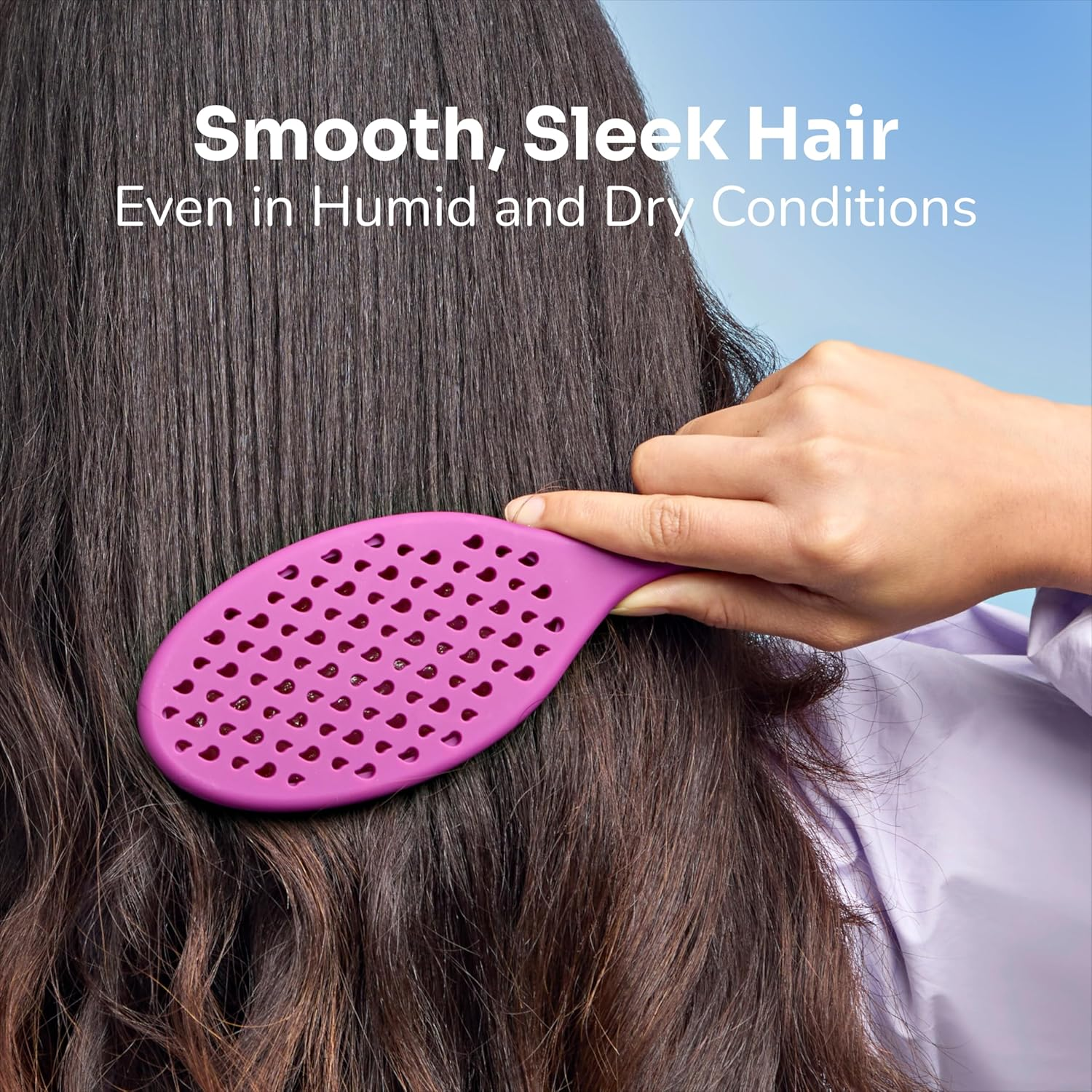 Wet Brush Frizz Free Detangler Reduces Frizz, Static & Flyaways Using Ionic Technology, Smooth Finish Styling Brush Adds Shine, Ergonomic Design, Works on All Hair Types, Wet or Dry Hair, Purple image number 5