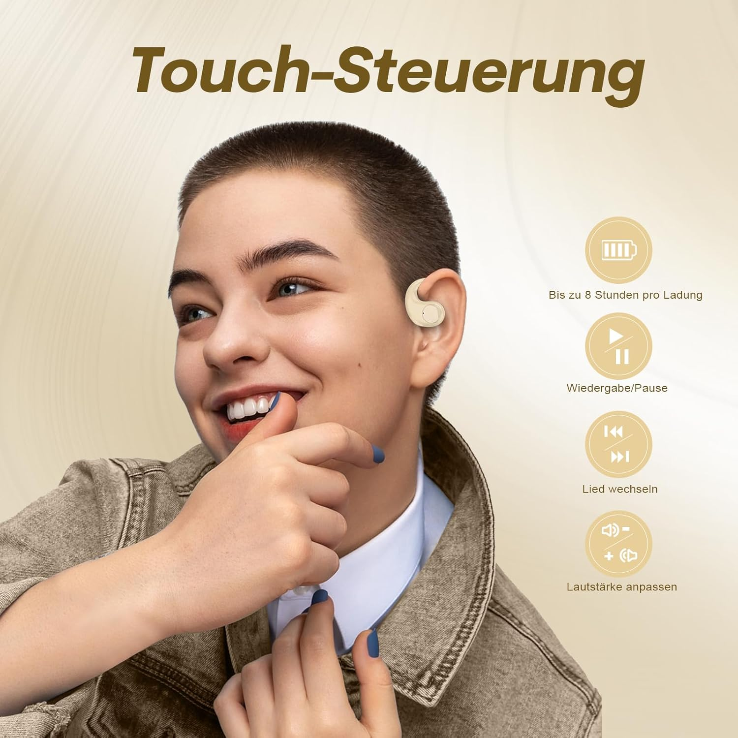 Open Ear Headphones Wireless Bluetooth Sports Earphones with Ear Hooks Air Line Bone Conduction Headphones True Wireless Earbuds Earphones with Ear Hooks for Running Gym Cycling Workout Sports Blue