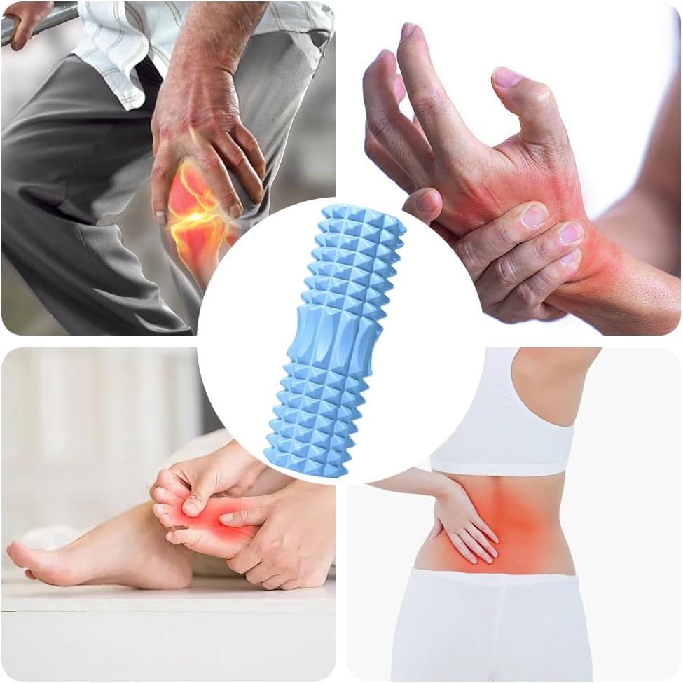 TOMVAES Foam Roller,Massage Roller EVA Muscle Roller for Deep Tissue Tension Relief,Massage Trigger Point Fitness Roller for Back,Legs,Yoga,Pilates,Gym,33X14Cm (Blue) - Blue image number 4