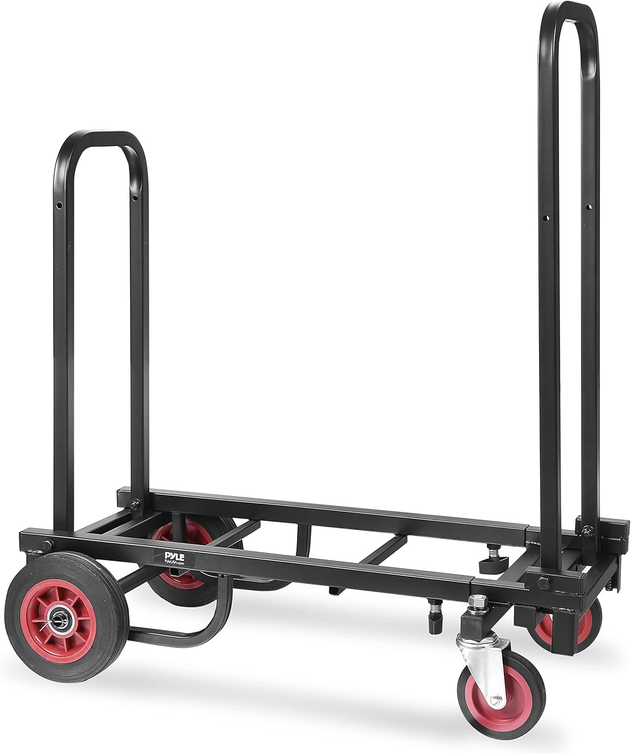 Pyle Compact Folding Adjustable Equipment Cart - Heavy Duty 8-In-1 Convertible Multi-Cart Hand Truck/Dolly/Platform Cart with R-Trac Wheels - Expandable up to 25.24" to 40.24" - PKEQ38 image number 2