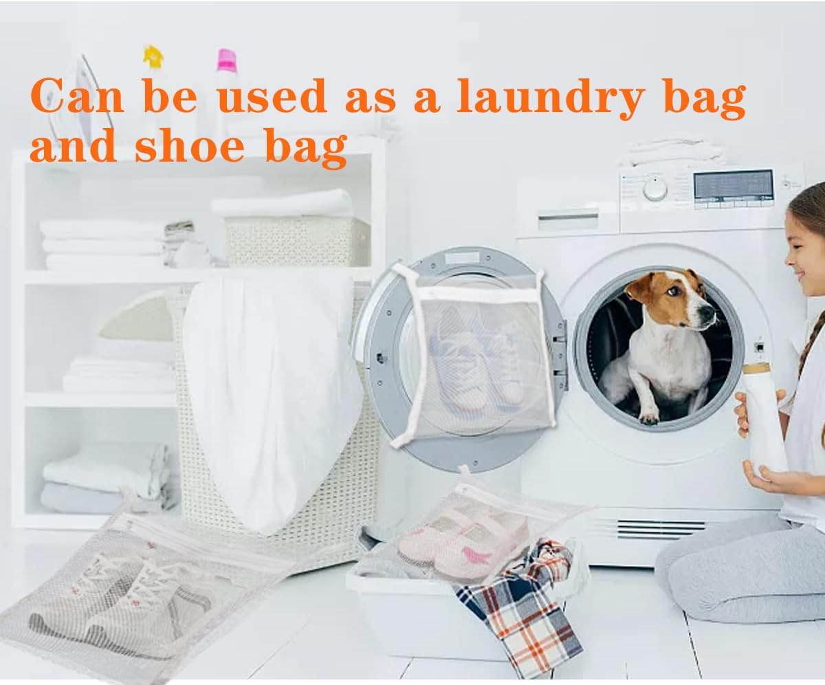 Sneaker Dryering &Washing Machine Bag, Dryer for Shoes, Clothing & Laundry - Elastic Strap Adjuster for Most Dryers Machines Door in Laundry Room (15.7X15.7 Inch) image number 1