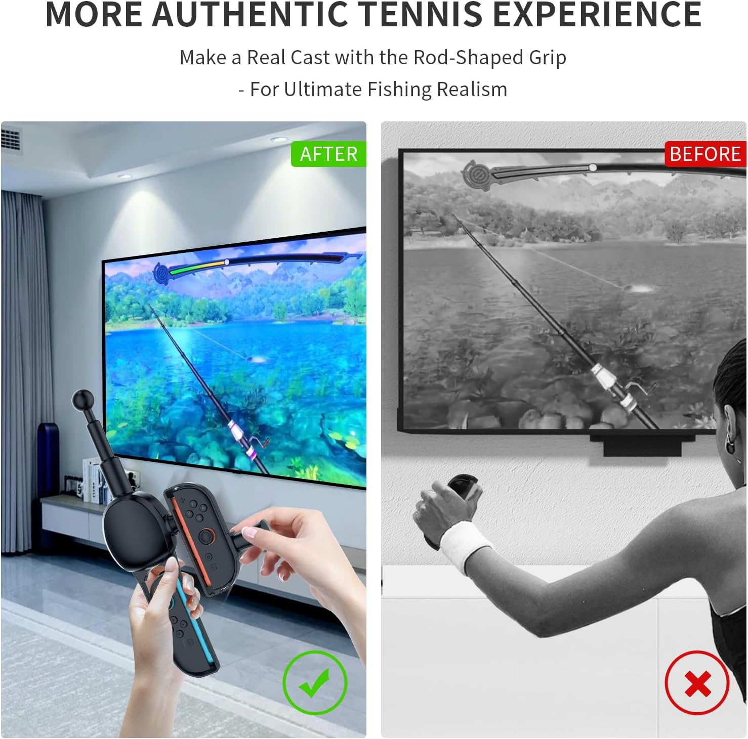 JDDWIN Fishing Rod Controller for Nintendo Switch 2 Joy-Con, Realistic Fishing Games Handle Grip Accessories Kit Compatible with Bass Pro Shops & Fishing Simulators image number 1