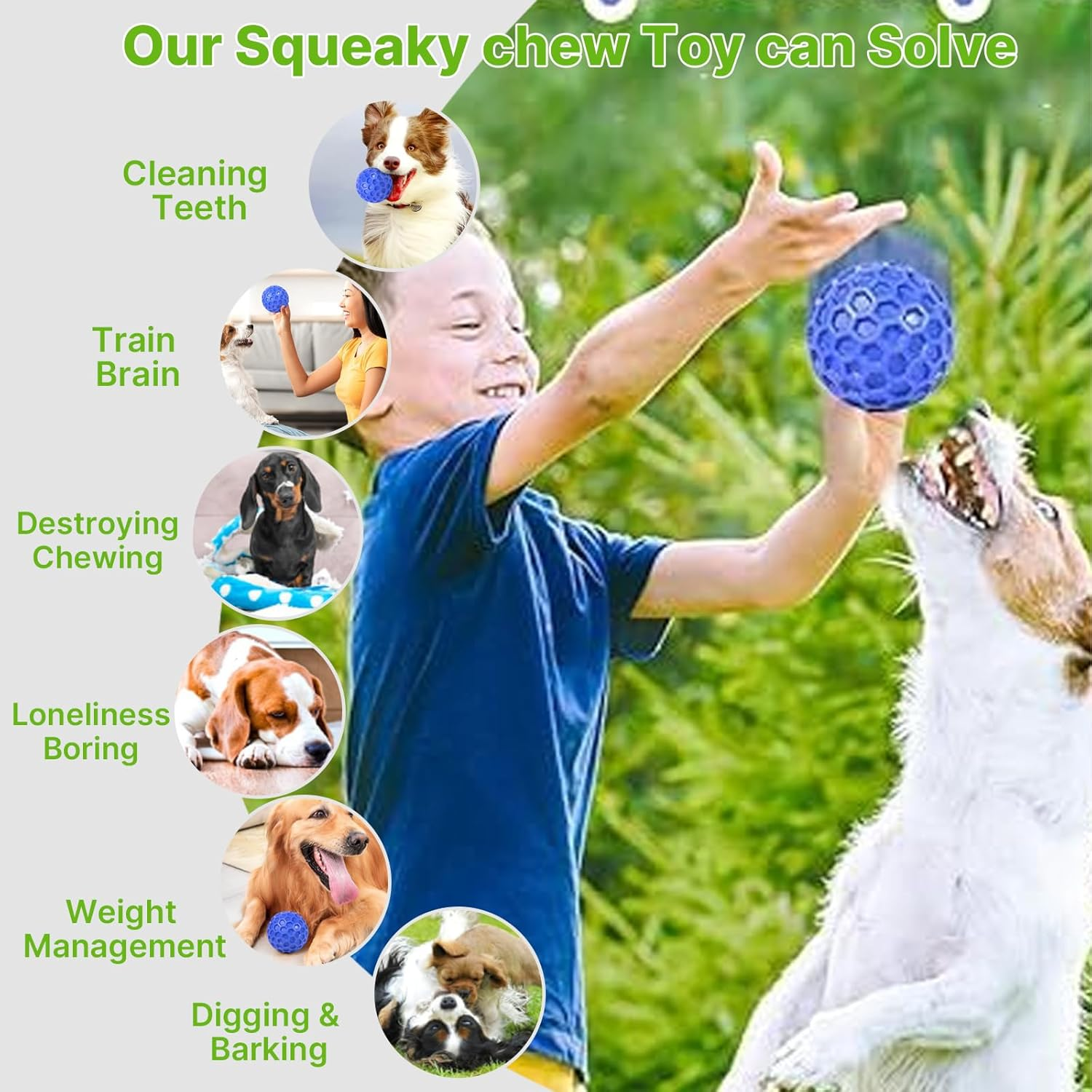 Velmoriah 2 PCS Indestructible Squeaky Dog Balls, Dog Chew Toys for Aggressive Chewers, Natural Rubber Interactive Dog Ball Toy for Large Dogs image number 4