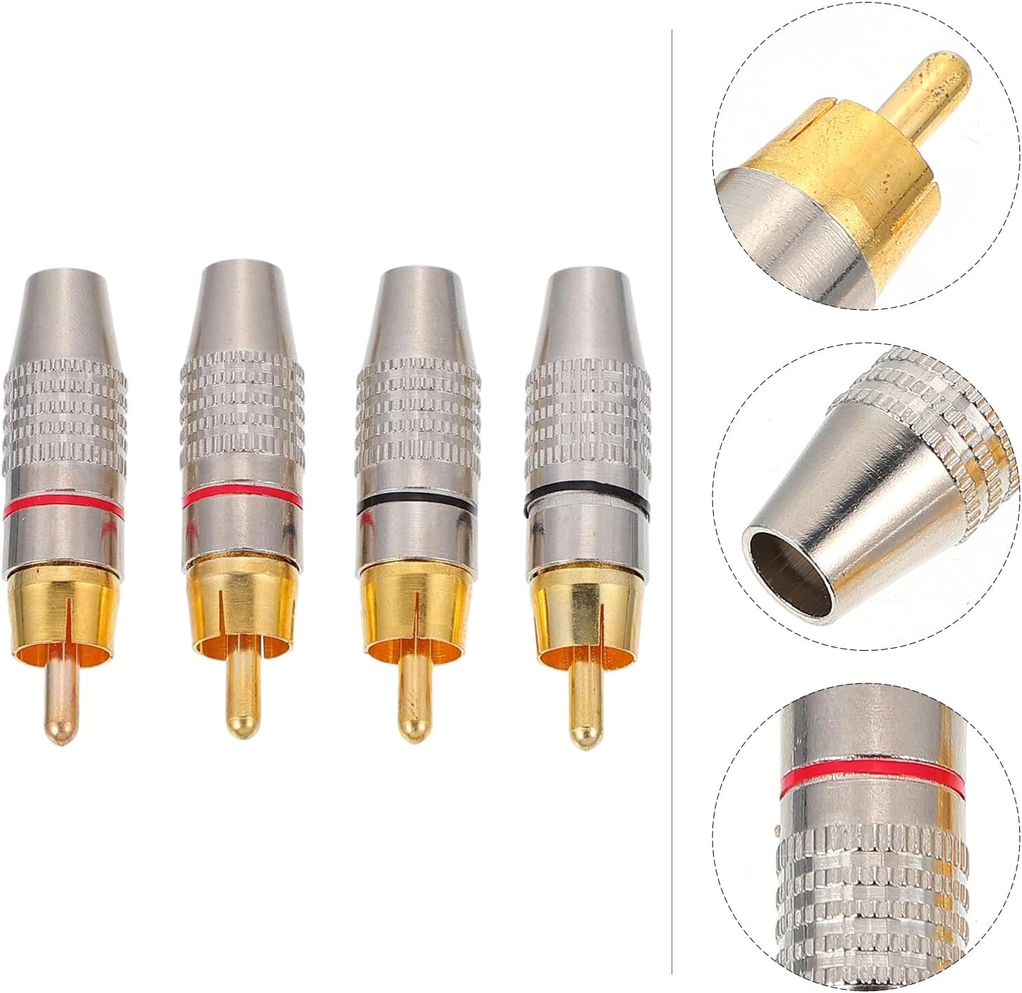 GAROZATION Speaker Plug Audio Plug Gold Plated Professional 4Pcs Male Connector for Home Theater Speaker Systems Audio Equipment image number 1