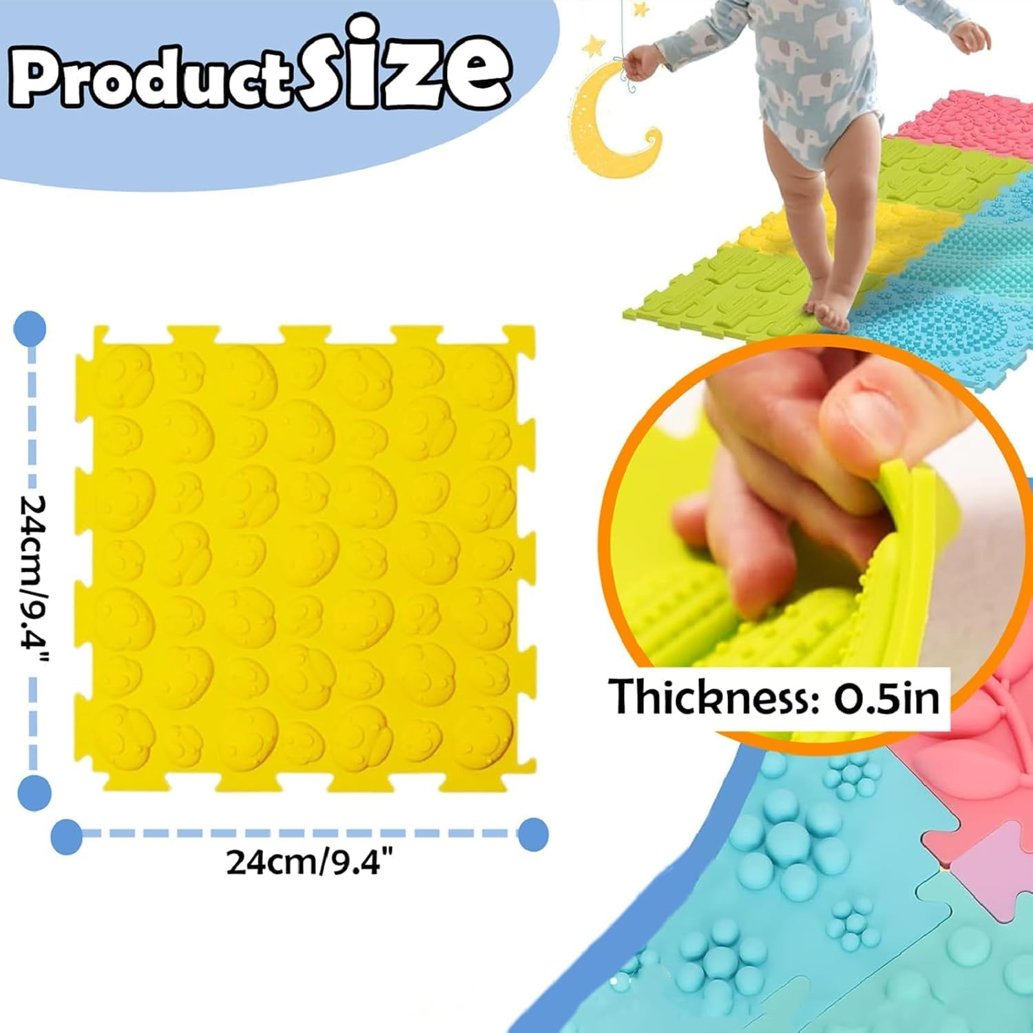Massage Puzzle Floor Mats Orthopedic Game Mat Multicolor Silicone Training Mat Textured Sensory Play Mat Tiles for Kids and Adult,Autistic Children image number 6