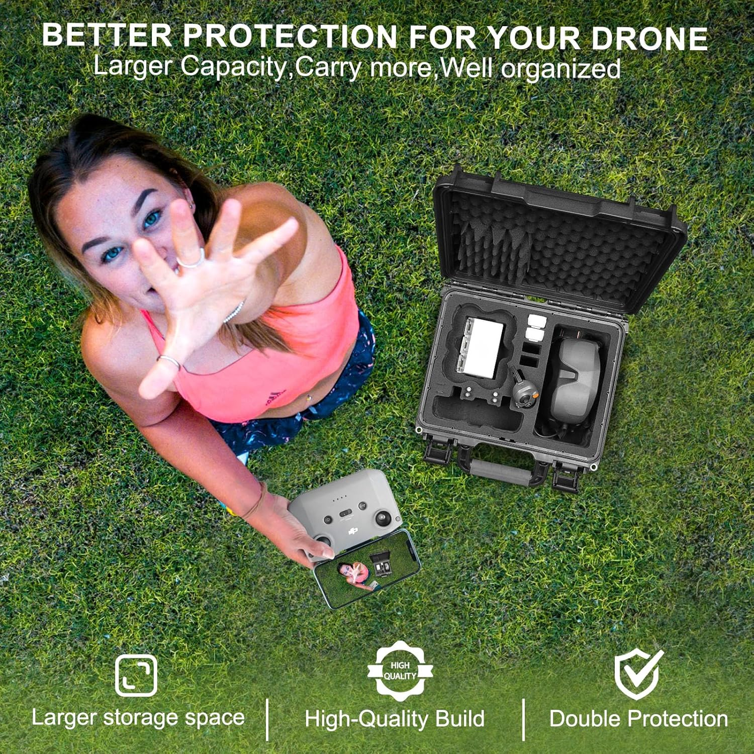 Lekufee Waterproof Hard Carrying Case for DJI Neo Drone,Dji Neo Fly More Combo,Dji Goggles N3/3/2/Goggles Integra,Dji RC 2,DJI RC N3/N2,DJI RC Motion 3/2,And Accessories(Case Only) image number 5