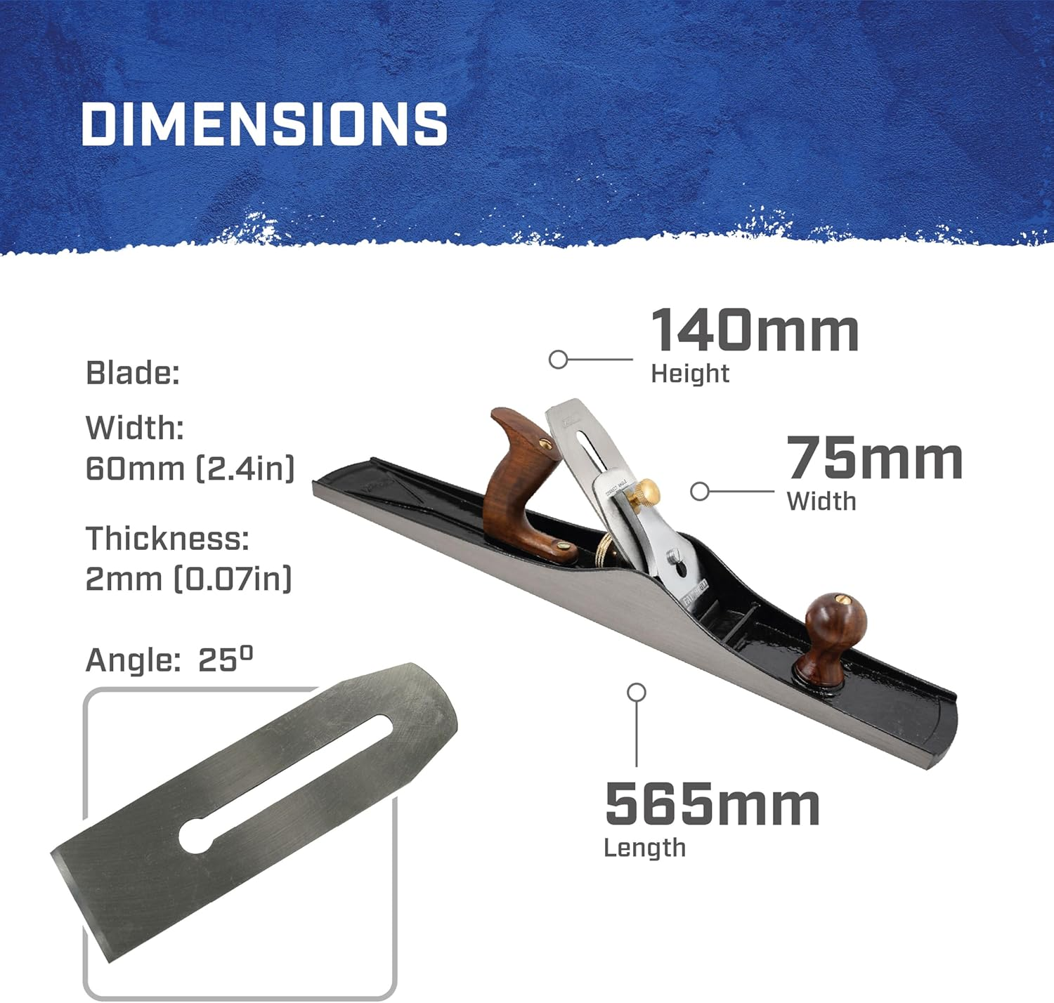 Faithfull FAIPLANE7 No.7 Jointer Plane, Walnut, Black and Silver, 555Mm image number 4