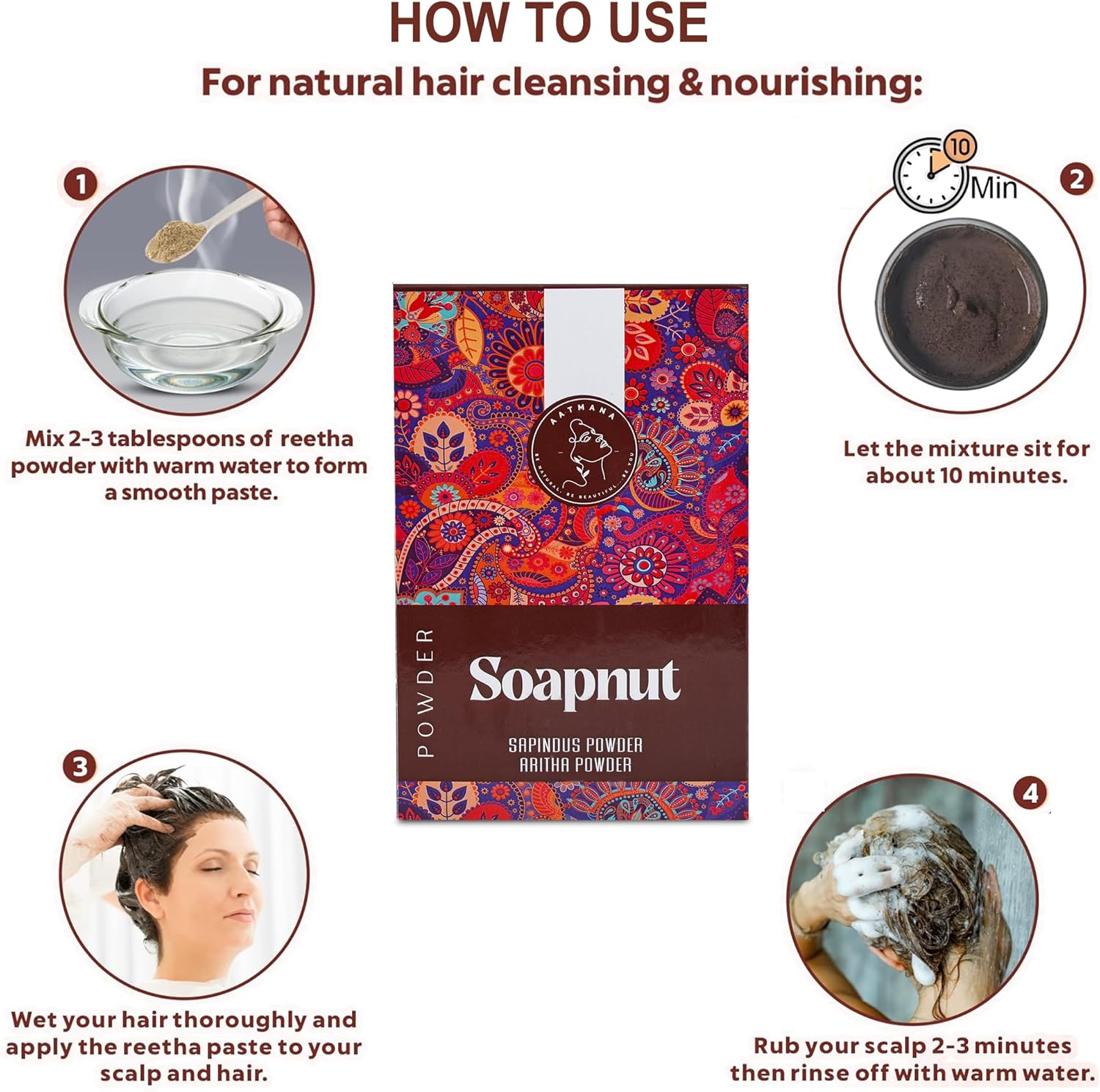 Soapnut Powder | Reetha | Aritha Powder for Natural Hair Care | Ayurvedic Hair Cleansing Conditioner |For Men & Women 100G image number 2