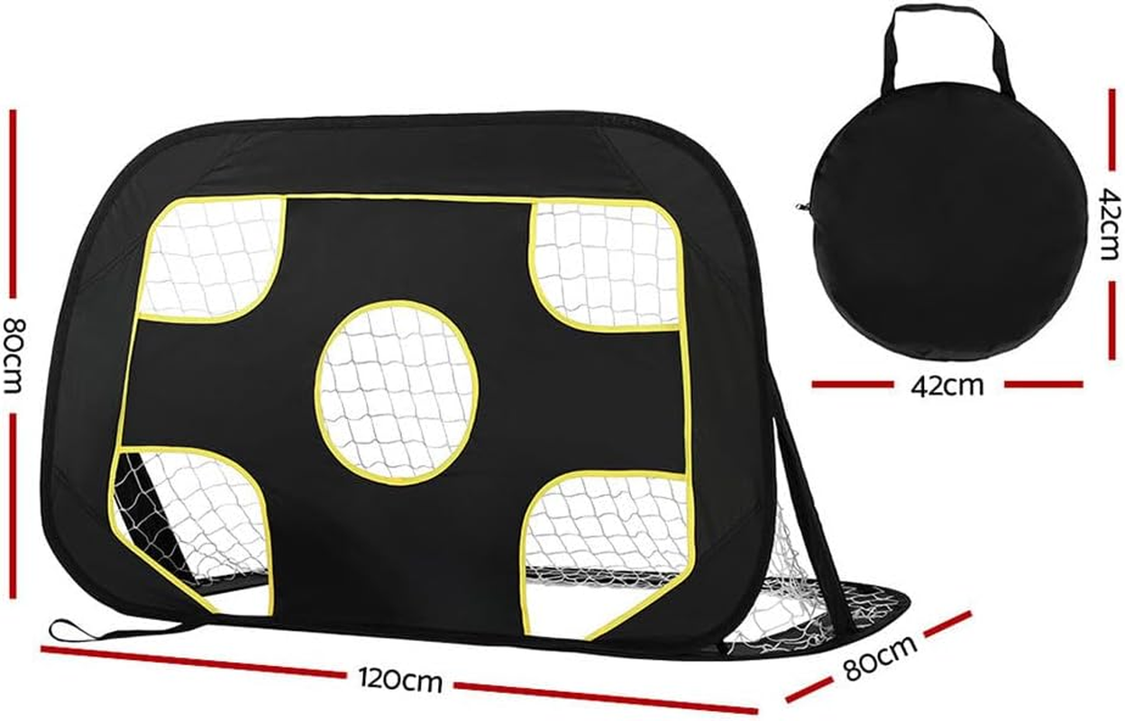 Everfit Black Soccer Net, 5 Pockets Practice Sports Net Goal Portable Softball Training Aid Netting Target Rebounder Screen Backyard Indoor Outdoor Camping Equipment, with Carry Bag Lightweight