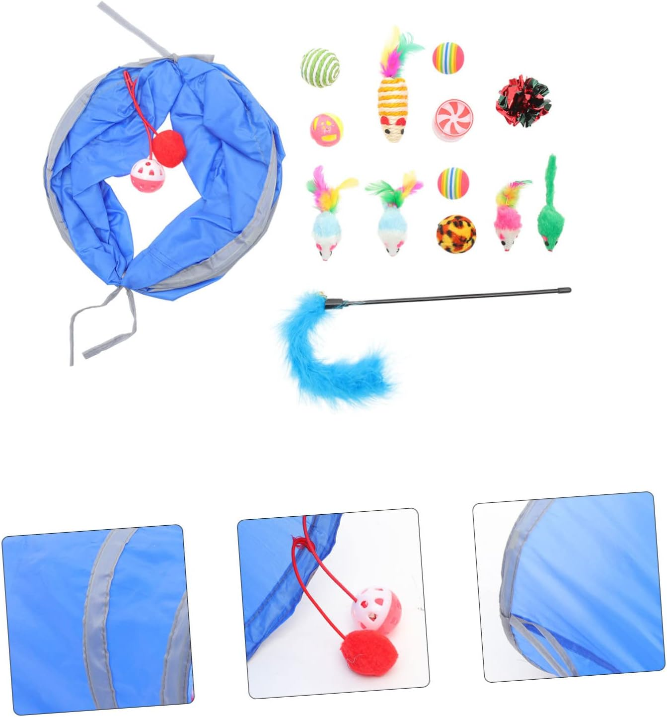 BCOATH Cat Toys Bulk Pack 15Pcs Set of Cat Interactive Toys Kitten Teaser Cat Molar Toys Cat Tunnel Toy Safe for Cats