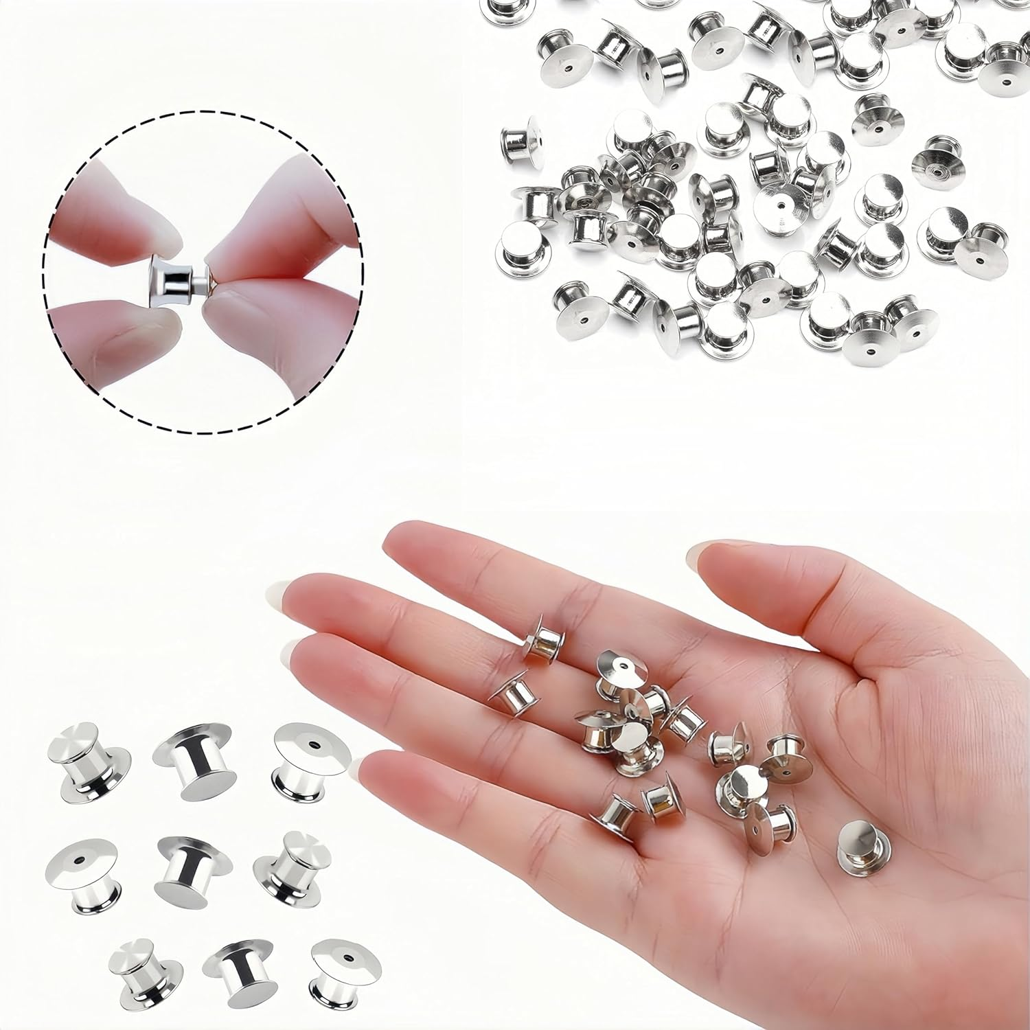 40 PCS Backs Locking Pin,Wizefolk Keepers Locking Clasp,Metal Locking Pin Backs,For Uniform Badges, Hat, Jewelry Making image number 3