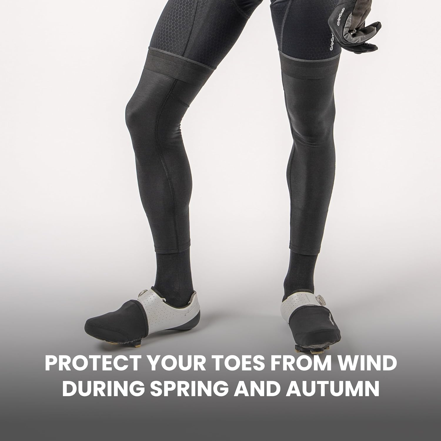 Gripgrab Windproof Road Bike Toe Covers Cycling Overshoes Thermal Insulating Midseason Toewarmers Shoecaps Black Hi-Vis image number 3