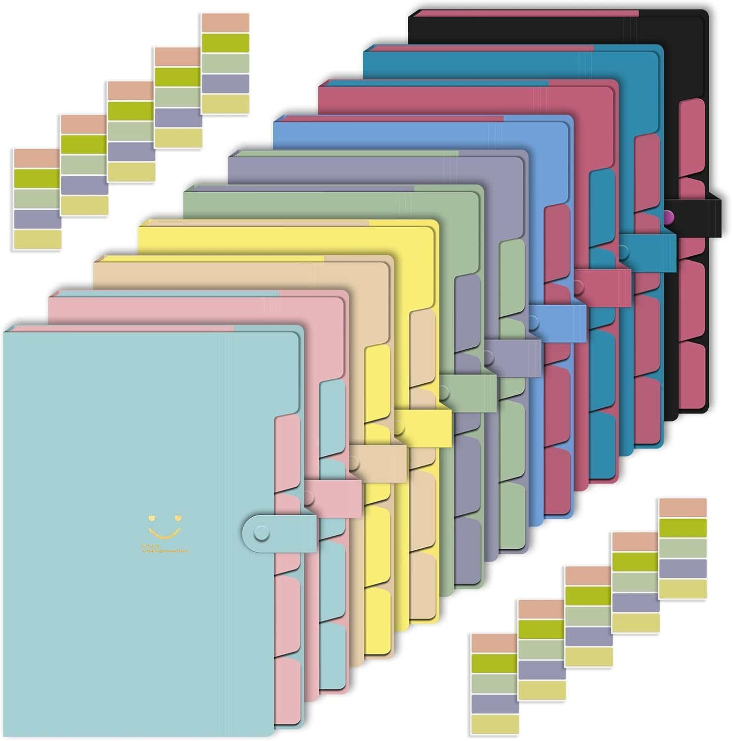 SOVYOULIVE 10PCS Expanding File Folder with Labels, 5 Pocket A4 Letter Size Accordion File Organizer for Document School Office Supplies(10 Colors) image number 4