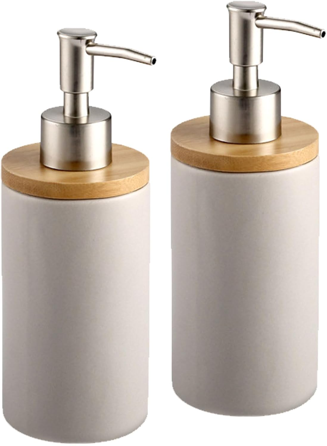 2Pcs Ceramic Dish Soap Hand Soap Dispenser, 400Ml Hand Soap Dispenser Set Kitchen Decorative Pump Jar Dispenser Refillable Liquid Wash Dispenser Bottle for Bathroom, Countertop, Kitchen (Grey)