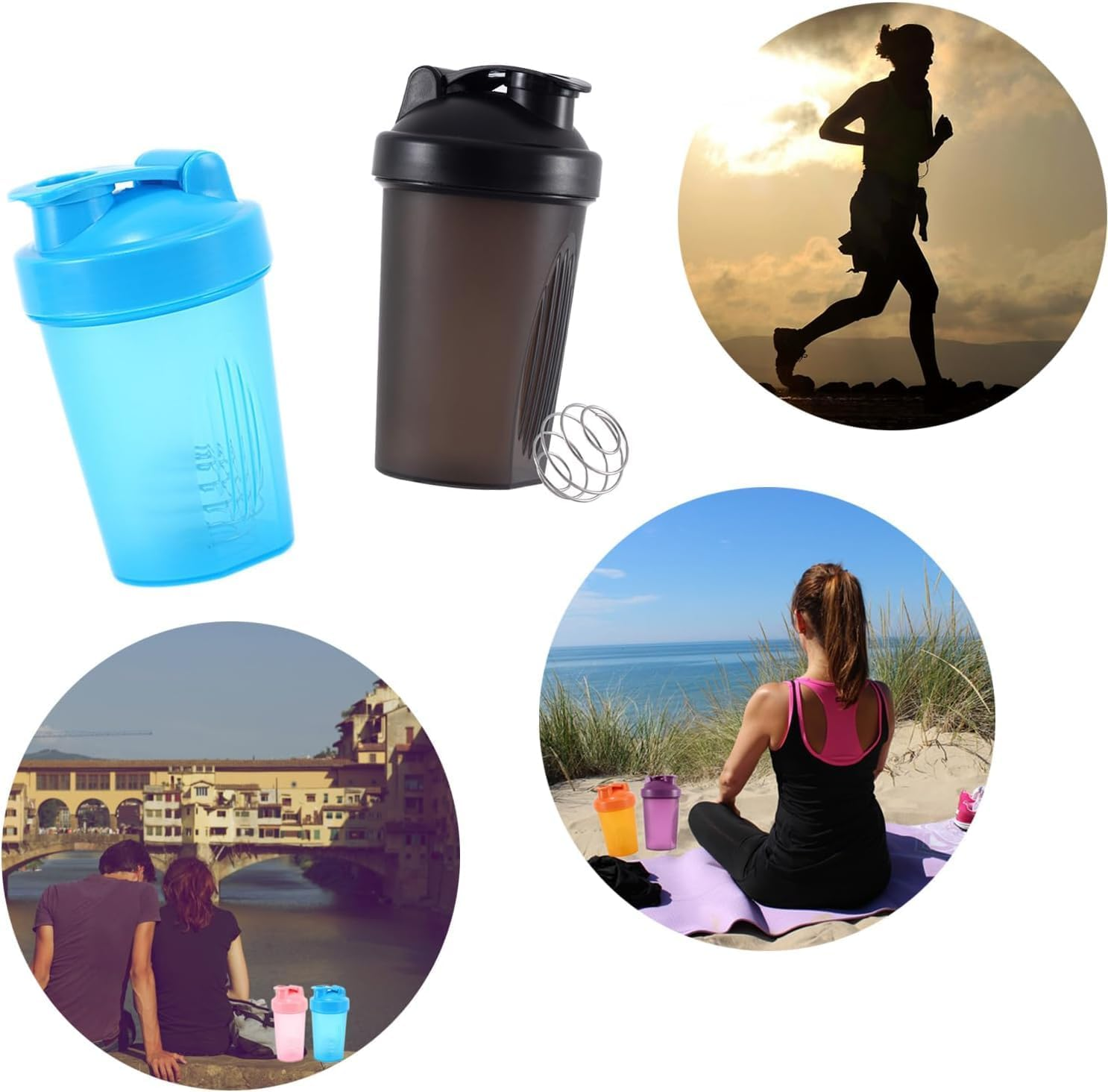 Shaker Bottle for Protein Powder Mixed Plastic Workout Water Bottle 400 Ml with Mixball Non-Leak Cap Shaker Cups for Fitness Sports Gym Supplement Drinks Bottles (Black) image number 3