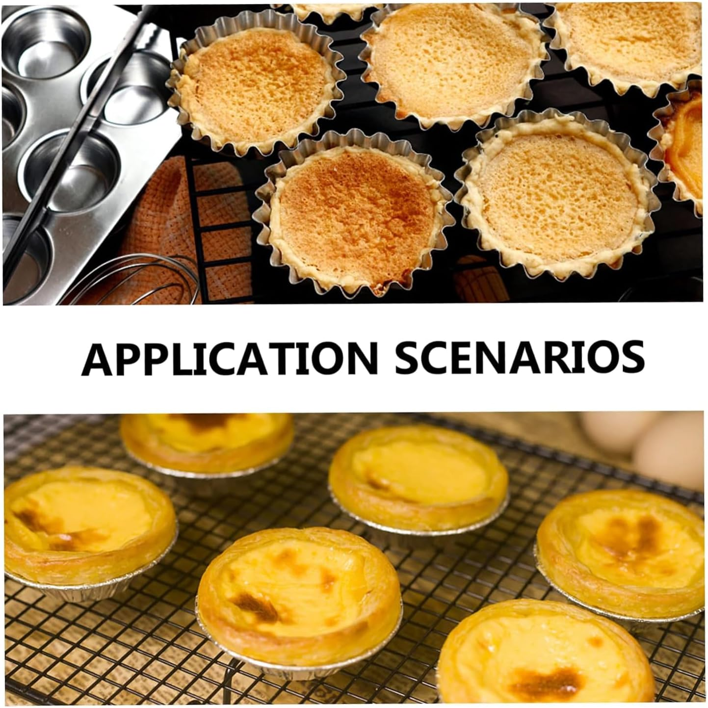 Lyfengdeam 12 Pcs Egg Tart - Aluminum Lined Mould Tin Baking Tool Cupcake Cake Cookie Molds Baking Cups Stainless Steel Tart Pans Mini Tart Mold Aluminum Molds for Baking Cookie (Bigger) image number 1