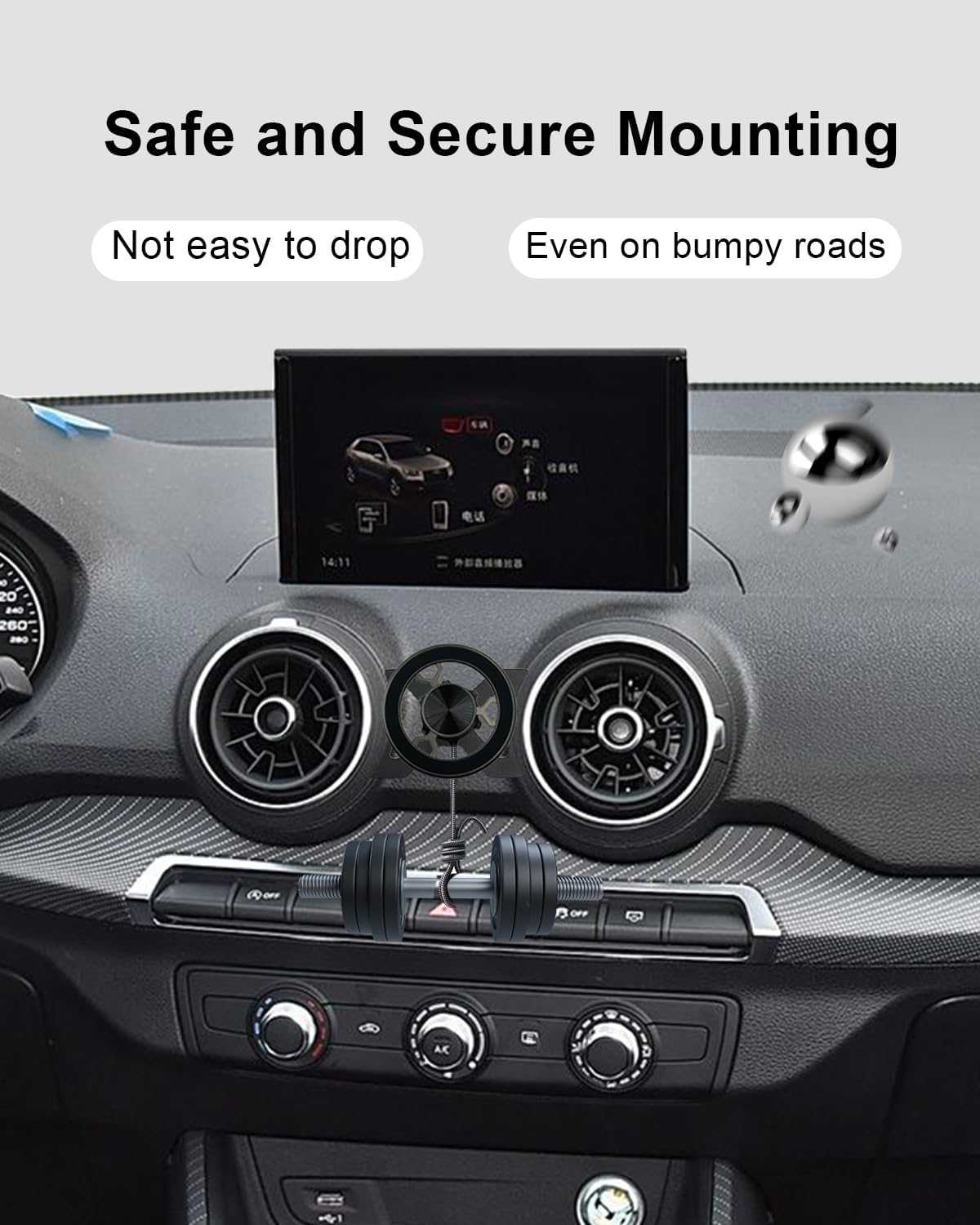 SPTSSWET Magnetic Mobile Phone Holder Compatible with Audi Q2 2016-2023 360 Degree Adjustable Compatible with Magsafe Car Mobile Phone Holder for Car Ventilation Slots Suitable image number 5