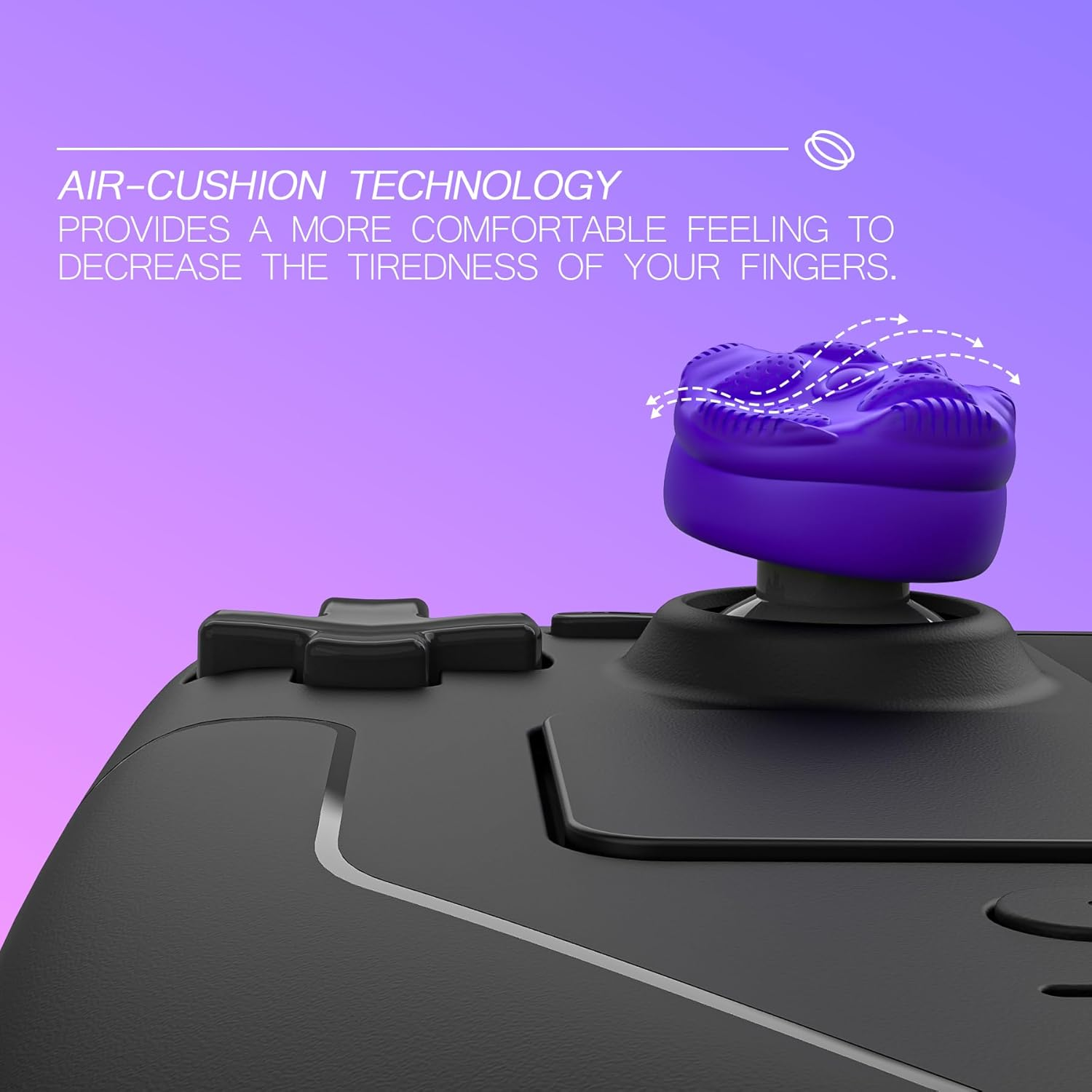 Playvital Thumb Grips for Steam Deck LCD & OLED (4-Pack), Thumb Cushion Caps with Anti-Slip Texture, Height-Boost Joystick Cover for Steam Deck Accessories - Raindrop Texture Purple image number 2