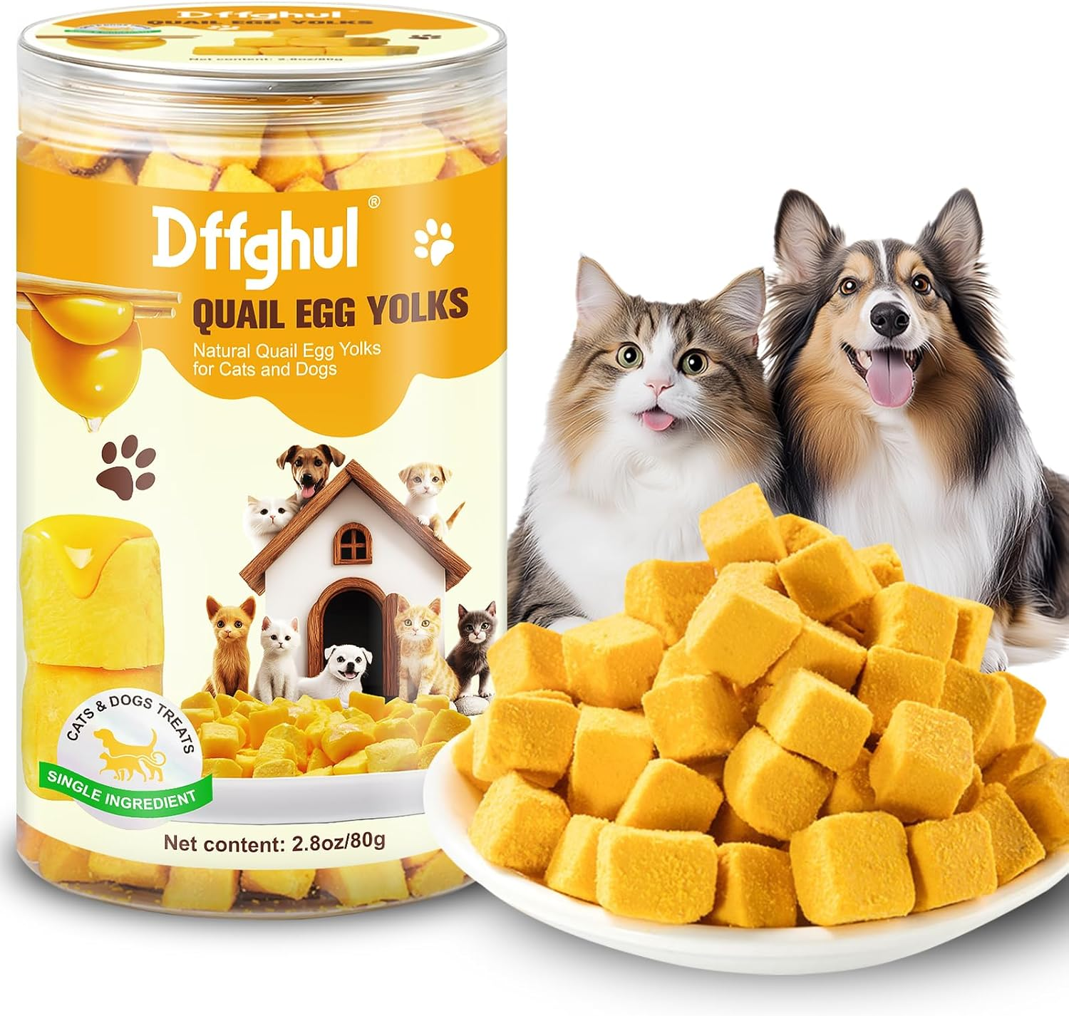 Cat Freeze Dried Quail Egg Yolk Pet Treats, Freeze-Dried Pet Food for Dogs and Cats, Healthy Tasty Snacks Quail Egg Yolk for Training image number 2
