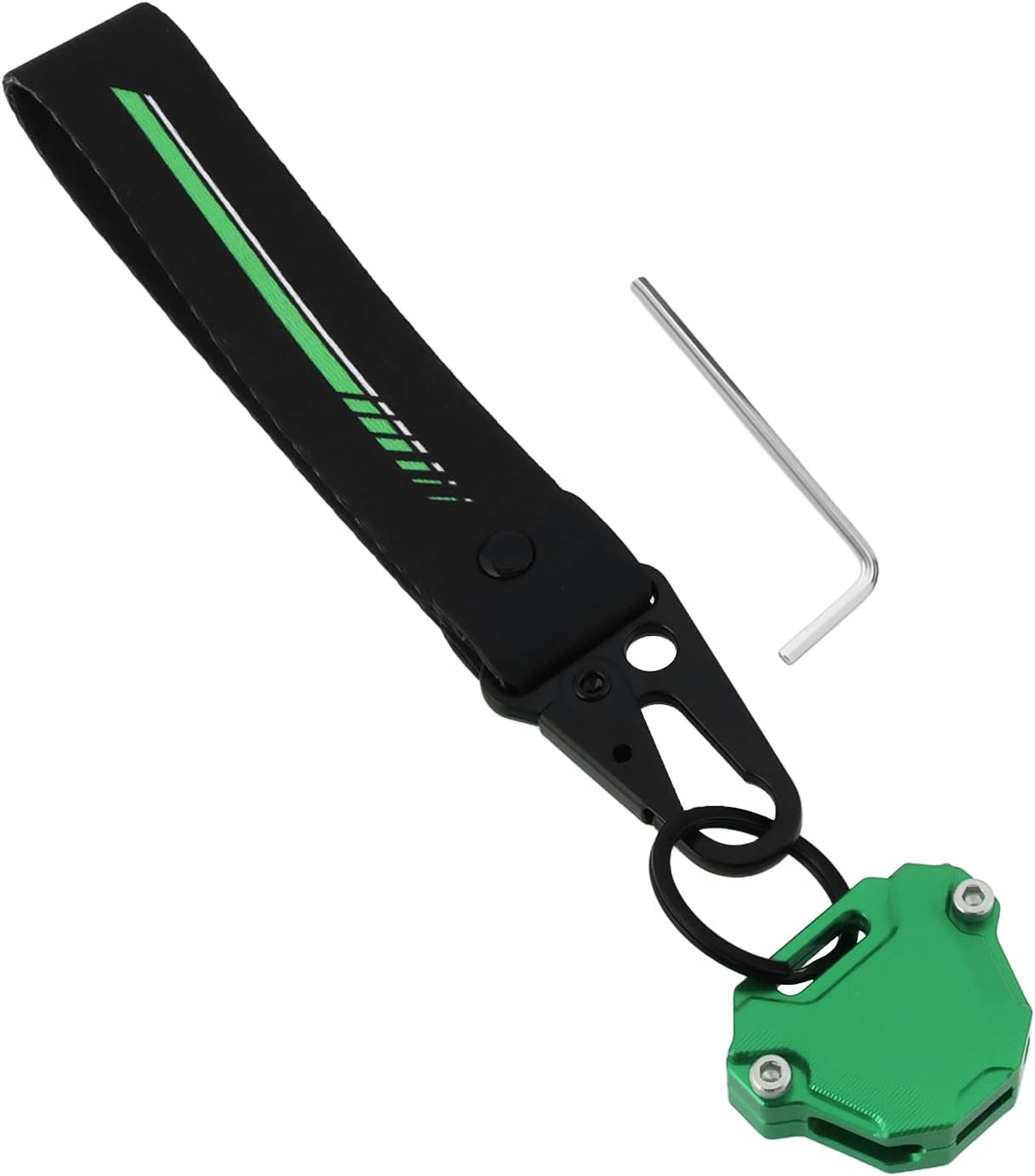 Key Case Keychain Aluminum Shell with Strap Compatible with Kawasaki Ninja650 Ninja400 1000SX ZX6R ZX10R, Green