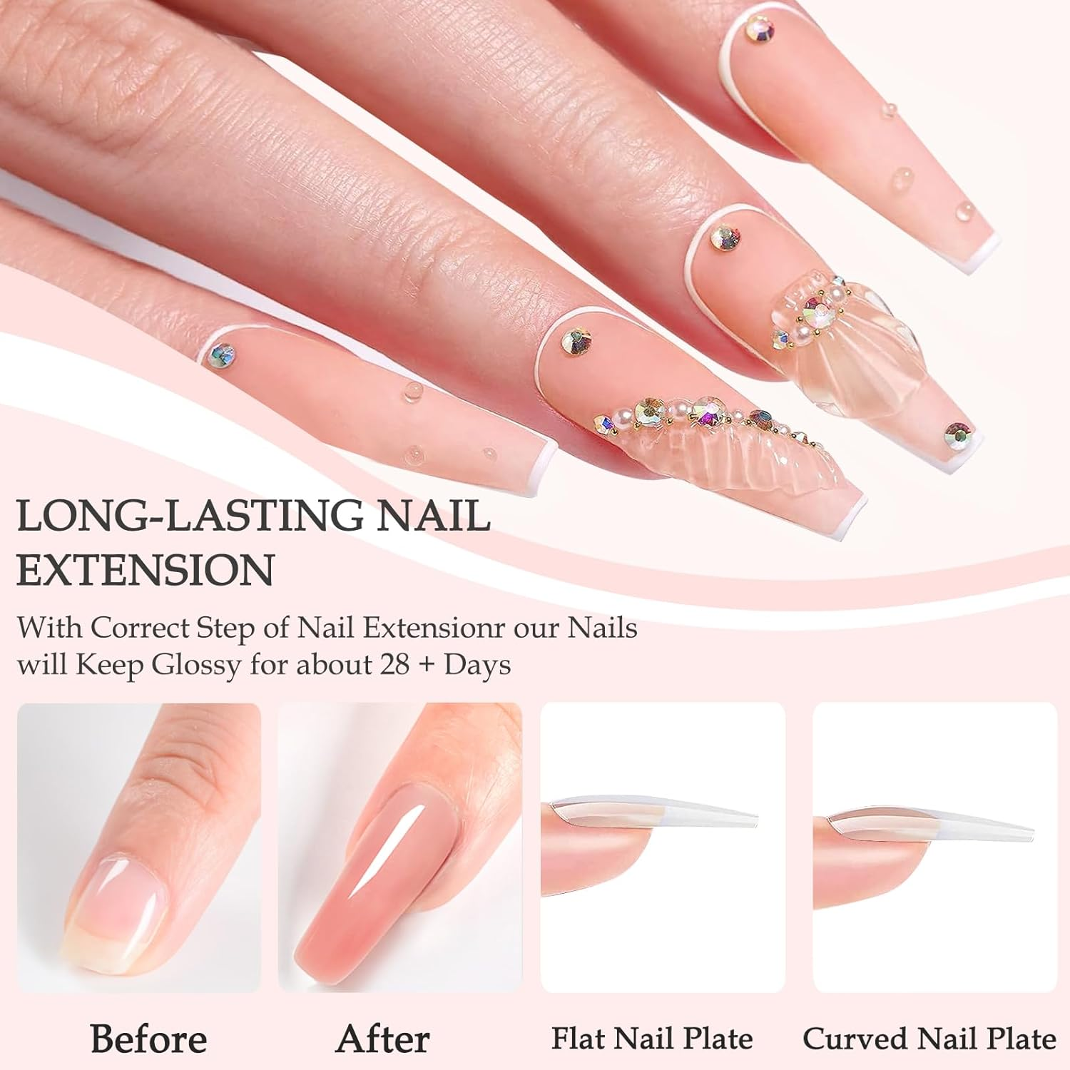 Builder Nail Gel - 100G/3.52Oz Clear Hard Gel Builder for Nails, Super Hard Nail Builder Gel Nail Extension Gel for Nail Strengthen DIY Nail Art Manicure (Hj-Gel005-Nude) image number 5