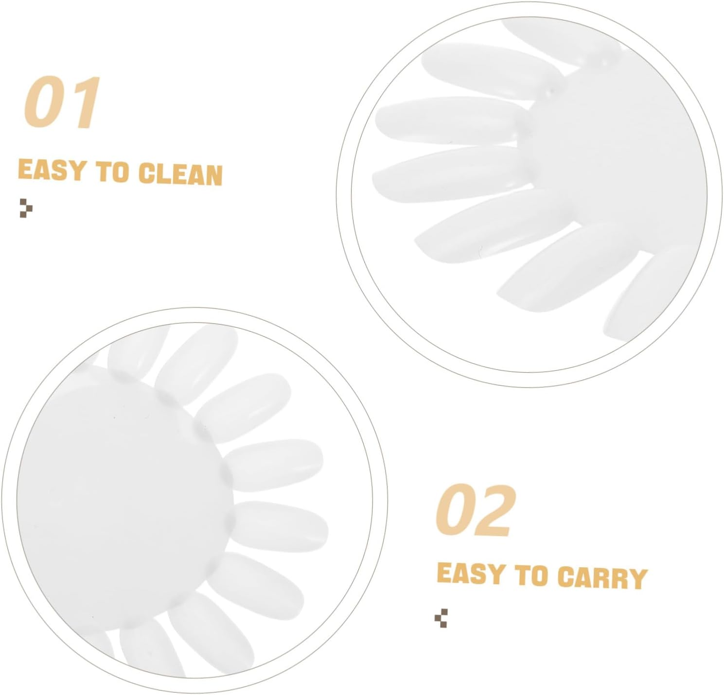 Beaupretty 10Pcs Sunflower Shaped Nail Art Display Wheels Beige Acrylic False Tips Practice Boards for Salon and Home Use Nail Polish Organizer image number 1