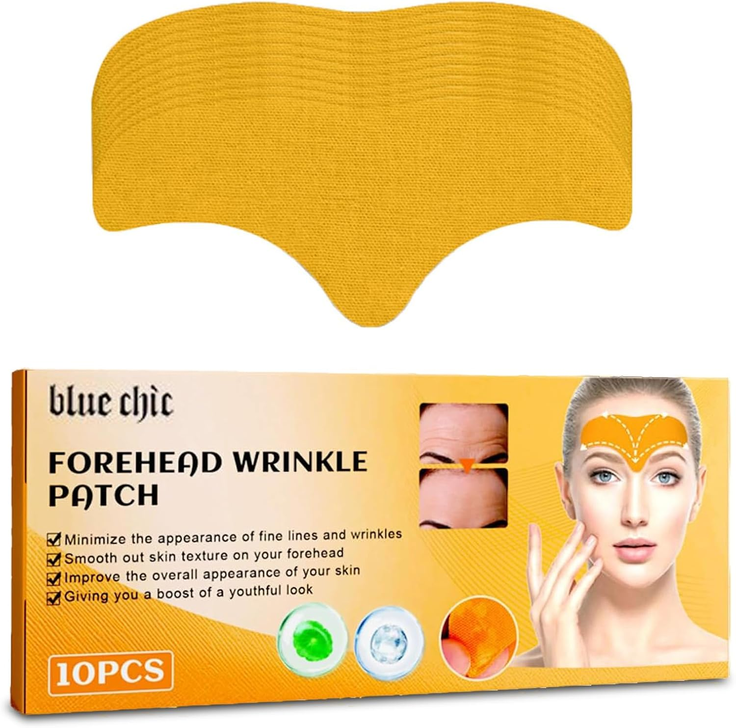 Hzqzaoan 10 Pcs Forehead Wrinkle Remover Patch - Smooth Forehead & Fine Lines, Lifting Facial Skin Patches with Hydrolyzed Collagen & Centella Asiatica, Premuim Suitable Wrinkle Patches for Fine Lines image number 5