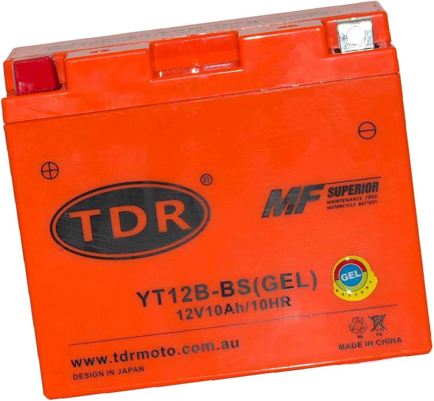 TDR YT12B-BS 12V 10Ah GEL Motorbike Battery image number 5