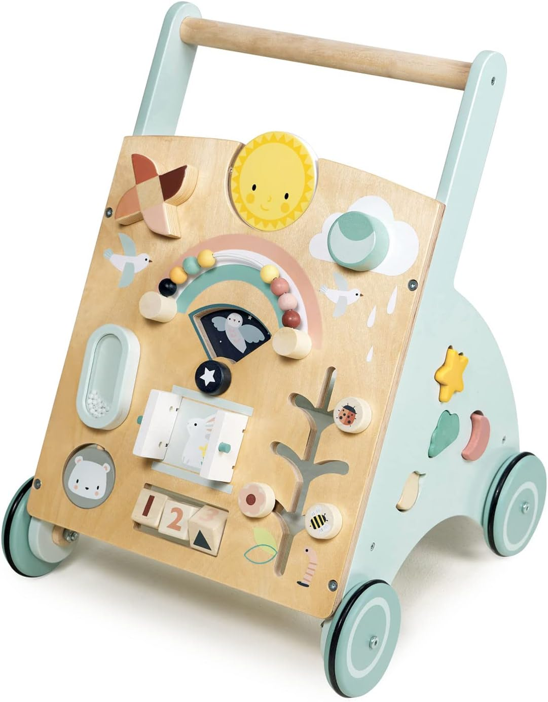 Tender Leaf Toys Sunshine Baby Activity Walker - Toddler Weather Play Board and Shape Sorter on Wheels image number 4