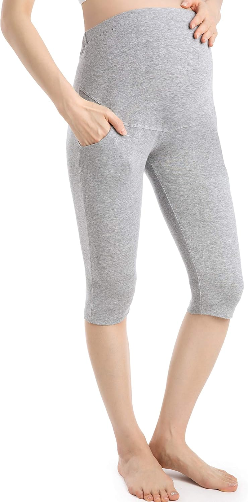 Ferrieswheel Story Maternity Shorts for Women Pregnancy Leggings Capri over Belly Pregnant Pants