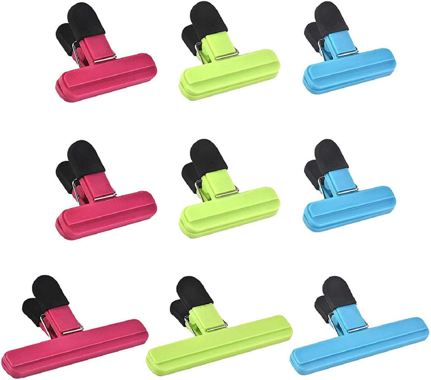 Chip Bag Clips 9PCS, Assorted Sizes Food Bag Clips, Reusable Plastic Heavy Duty Chip Clips(3 Colors) image number 2