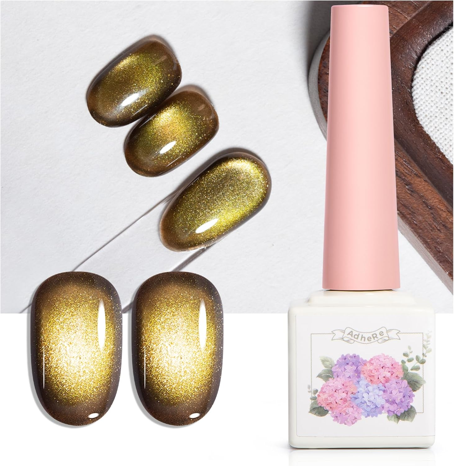 ADHERE Medieval Collection - 12Ml Dark Blue Cat Eye Gel Nail Polish 1Pc Holographic Magnetic Gel Polish, Soak Off, for Manicure Salon DIY at Home (Moon Phase)