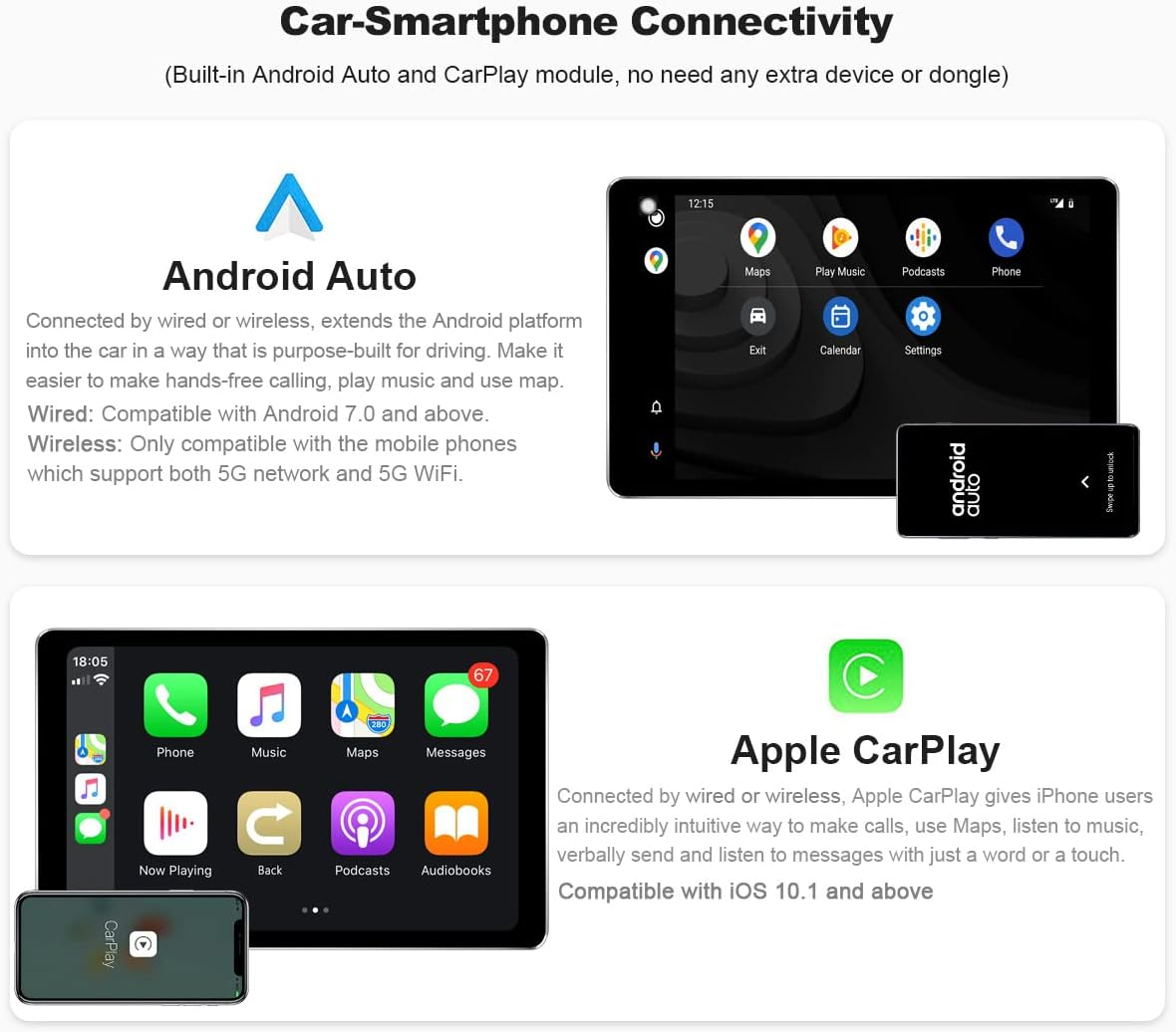 JOYING Android Car Stereo 8 Inch Double Din Android 10 Car Radio 6GB+128GB Octa Core Auto Head Unit with 1280 X 800 Full Touch Screen Support Android Auto/Bluetooth 5.1/Fast Boot/Wifi/Back-Up Camera image number 1