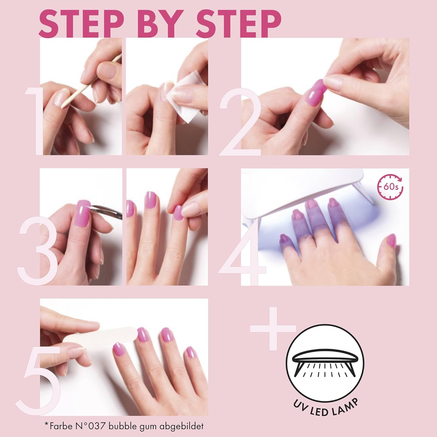 ANNY Gel Nail Strips - UV Nail Wraps for Sticking with UV Lamp, Durable & Splinter Free, Easy to Use, Berry Purple - No. 41 - Red image number 4