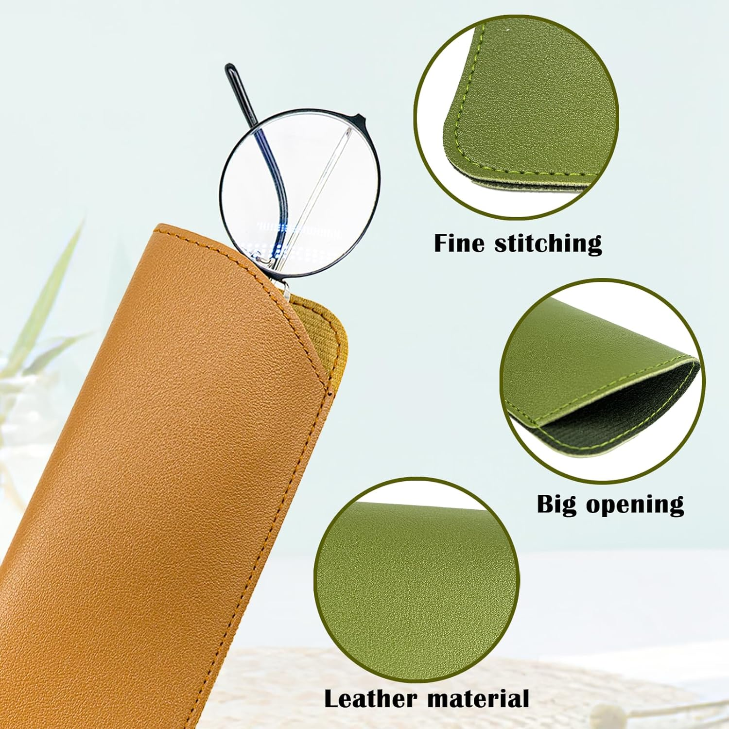 12 Pcs Soft Glasses Case Artificial Leather Multicolor Glasses Pouch Slim Eyeglass Case Eye Sunglass Case Soft for Women Men image number 2