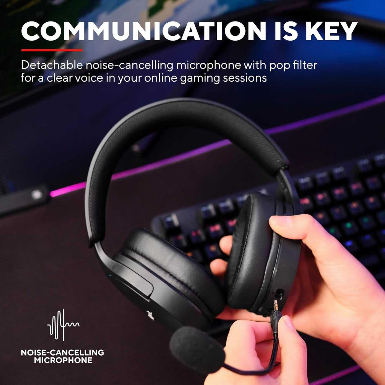 Trust Gaming GXT 491 Fayzo Gaming Headset Bluetooth + 2.4 Ghz, 7.1 Surround Sound, 22H Battery Life, 85% Recycled Plastic RGB Over-Ear Headphones Wireless Bluetooth PC PS5 PS4 Switch, Black - Black image number 4