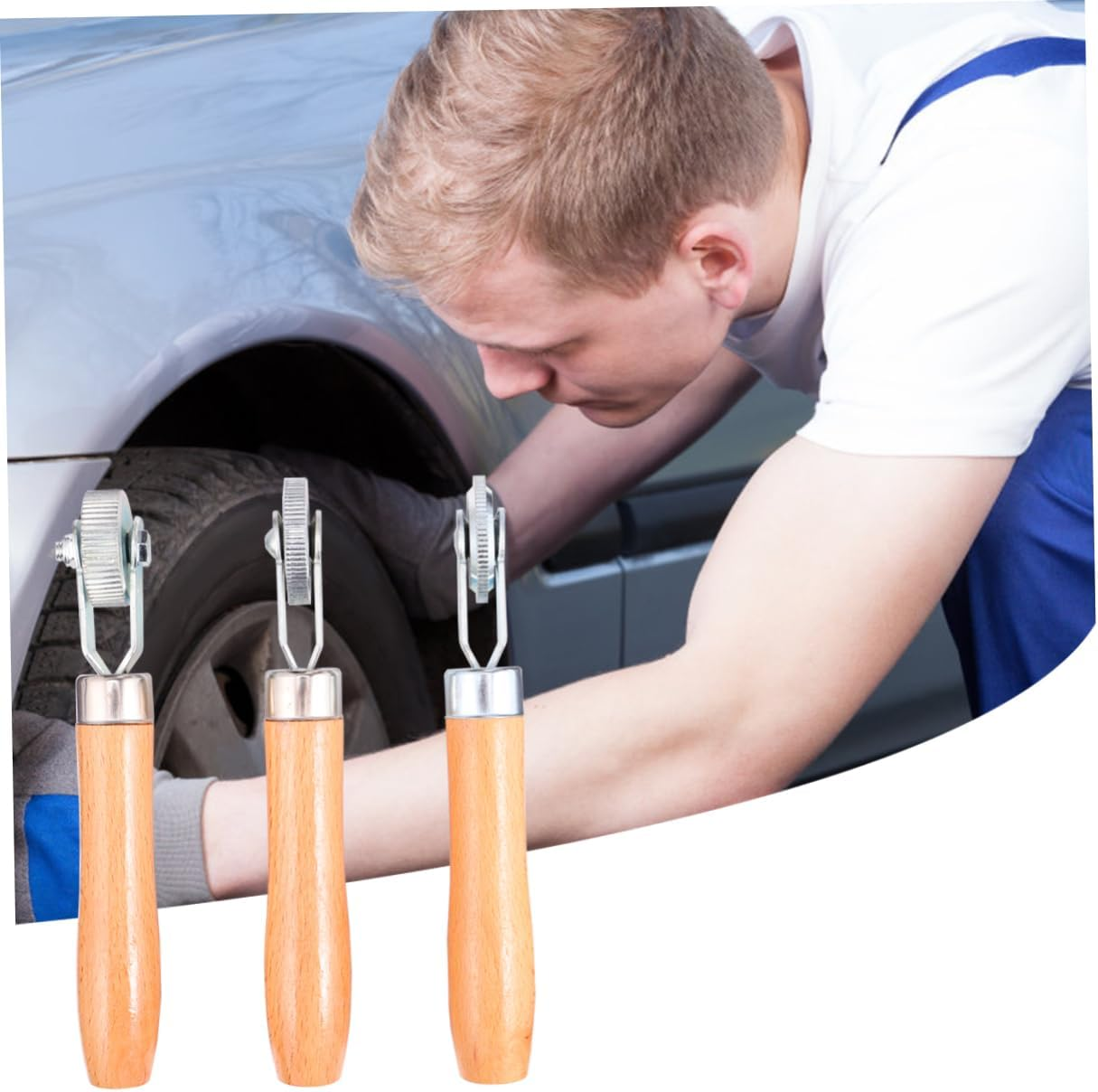 3Pcs Auto Tire Compaction Roller Car Tire Repair Tool Set Rollers High Hardness Repair image number 5