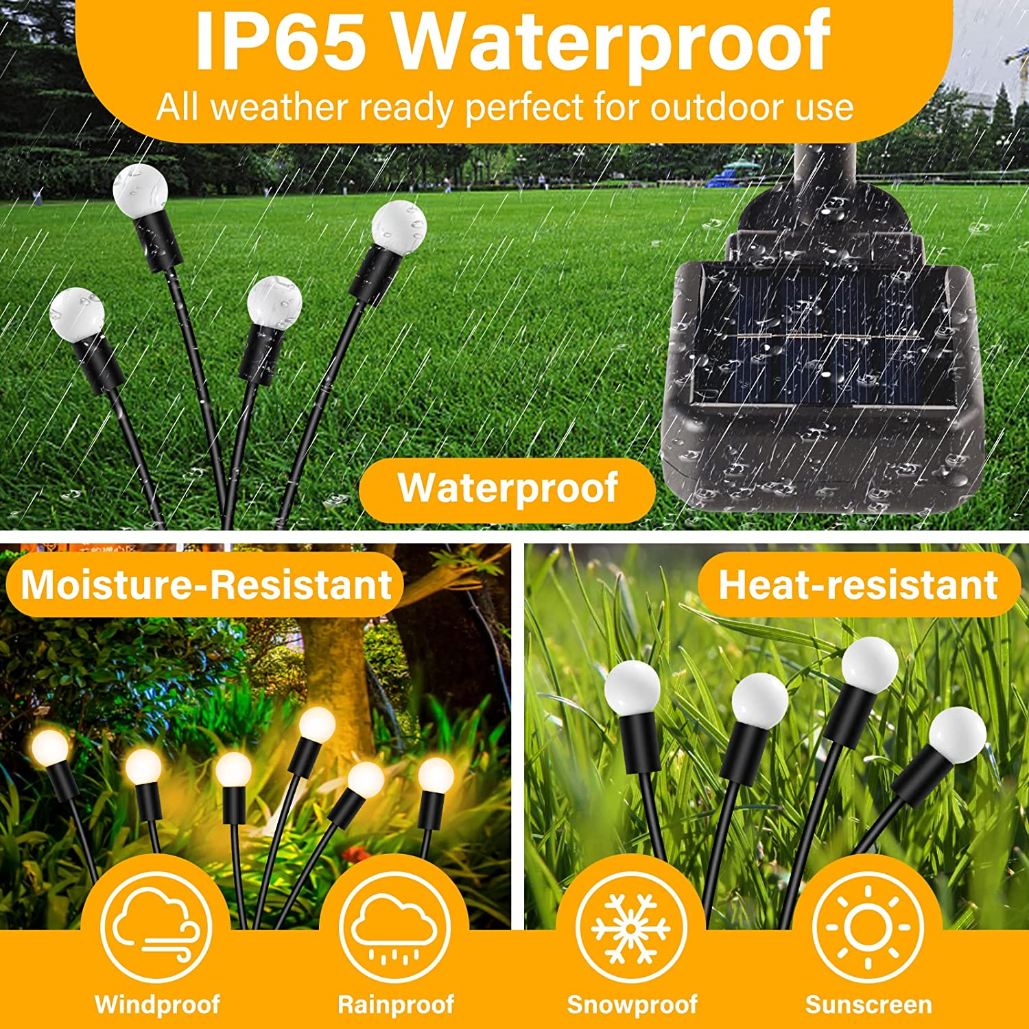 4 Pack Solar Garden Lights, New Upgraded 8 LED Firefly Waterproof Solar Powered High Flexibility Swaying Outdoor Lights for Pathway Yard Walkway Patio Decoration, Warm White image number 6
