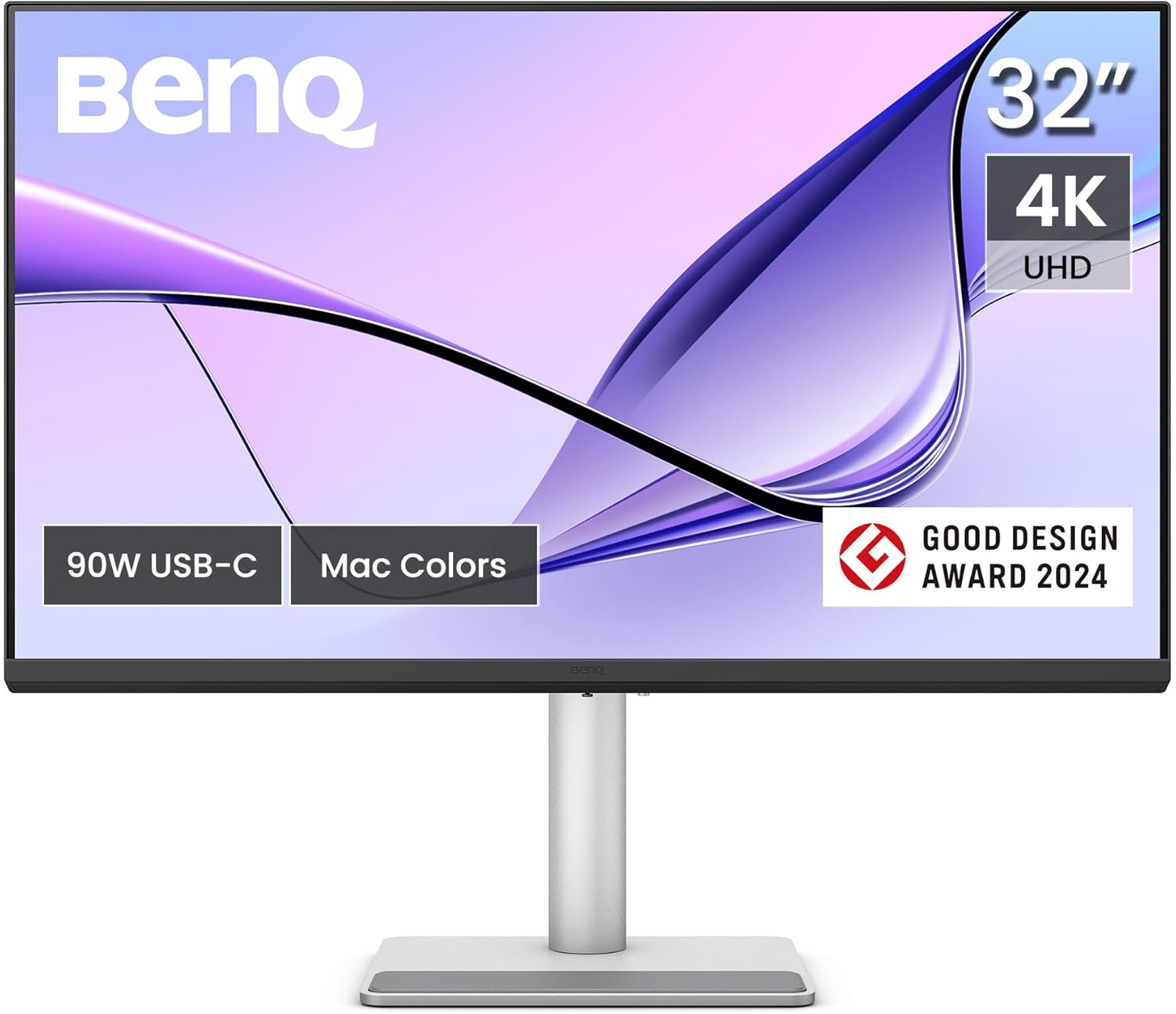 Benq MA320U 32&rdquo; 4K 3840X2160 Monitor for Macbook&reg; Pro/Air, Dual USB-C, 90W Power Delivery, Mac Color Match, USB Hub, Brightness & Volume Control on Mac, Height & Tilt Adjustable Stand, P3 Color Gamut