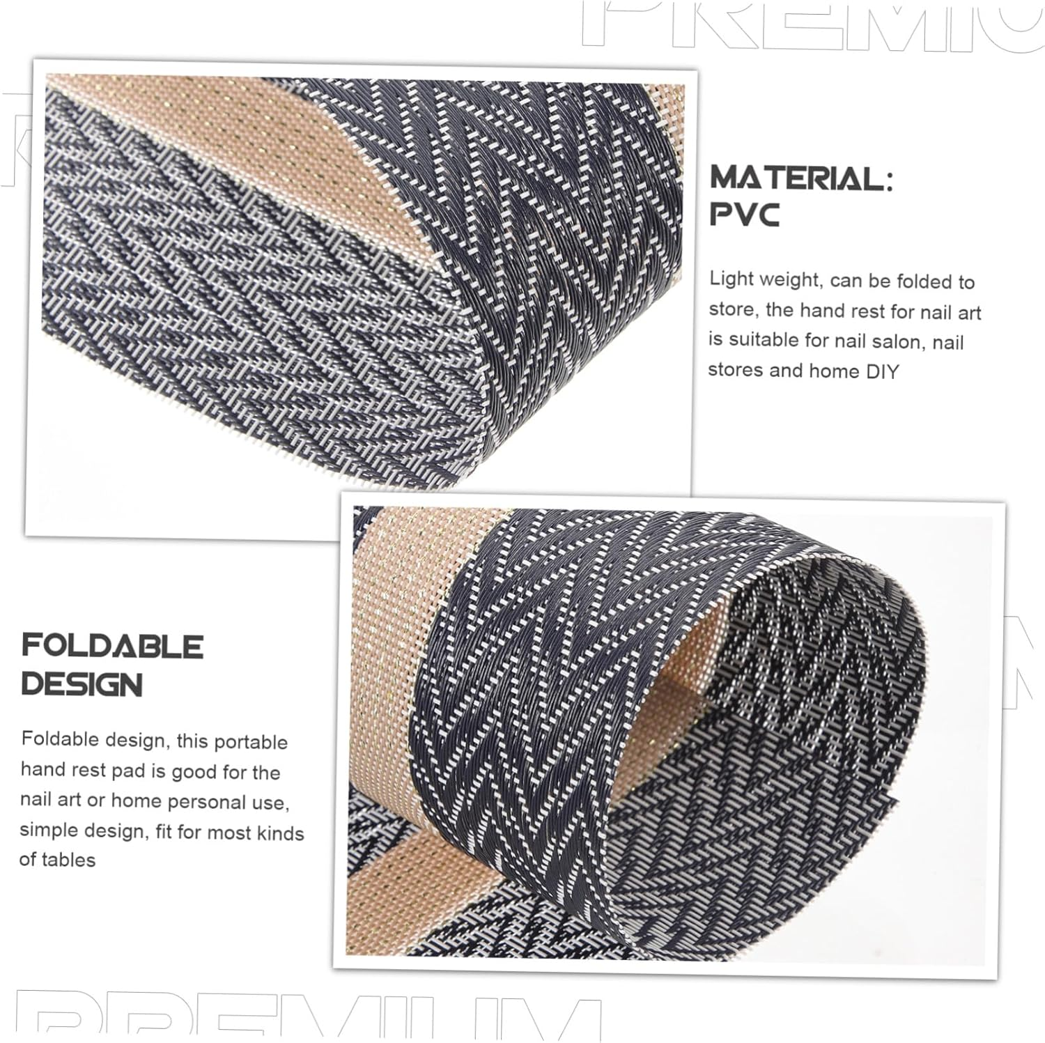 DECOMELODY Foldable Nail Art Mat with Washable PVC Surface Comfortable Nail Hand Rest Pad Minimalist Design image number 4