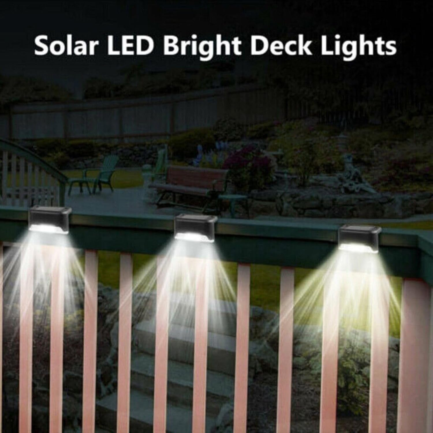 Solar Deck Step Lights Outdoor 4/8/12/16/20 Pack Solar Step Light Waterproof Led Solar Lights for Outdoor Stairs Step Fence, Railing, Yard and Patio Cool White, Warm White (Cool White, 12 Pieces Pack) image number 2