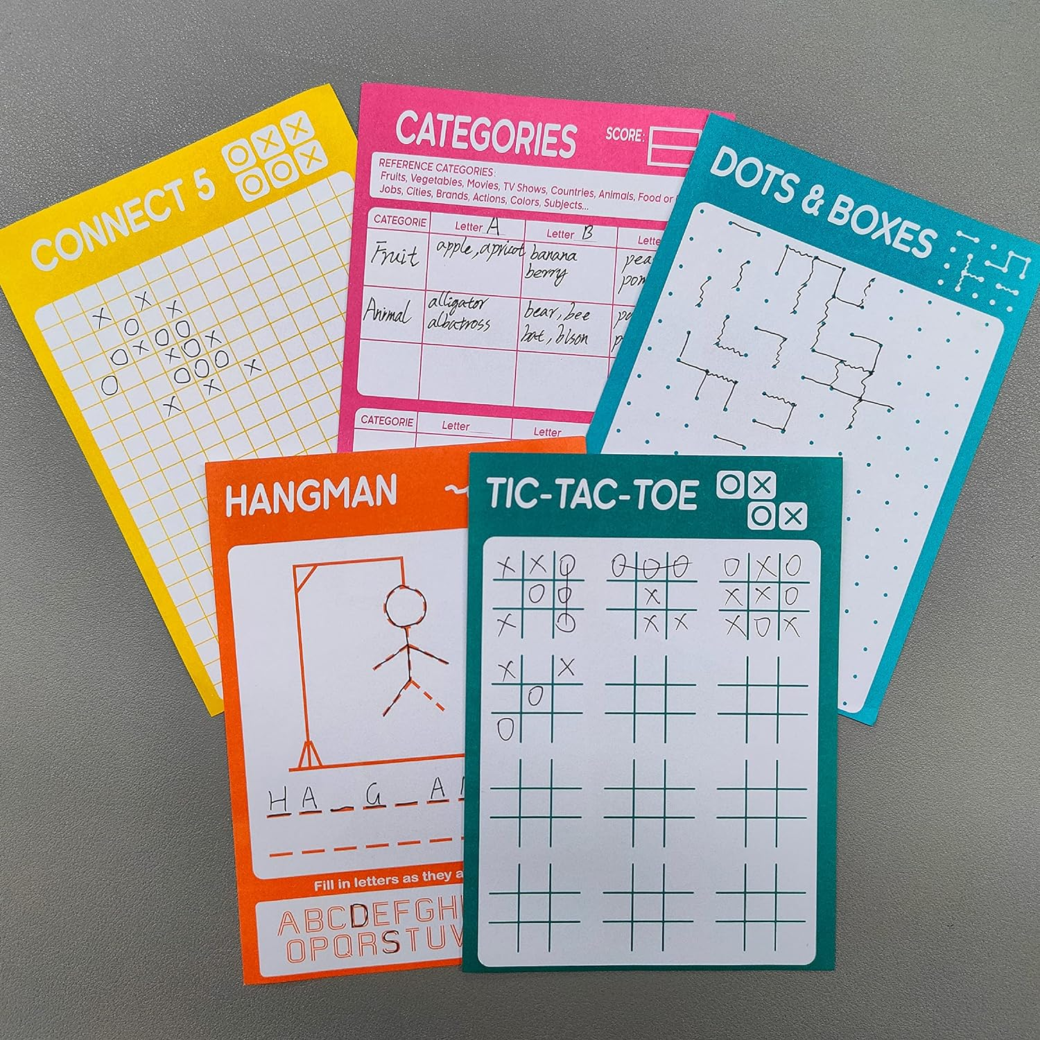 5 Portable Travel Game Activities Pad on the Go Plane Trip Pen Pencil and Paper Game for Kids 6 X 9-Inches (75 Sheets)