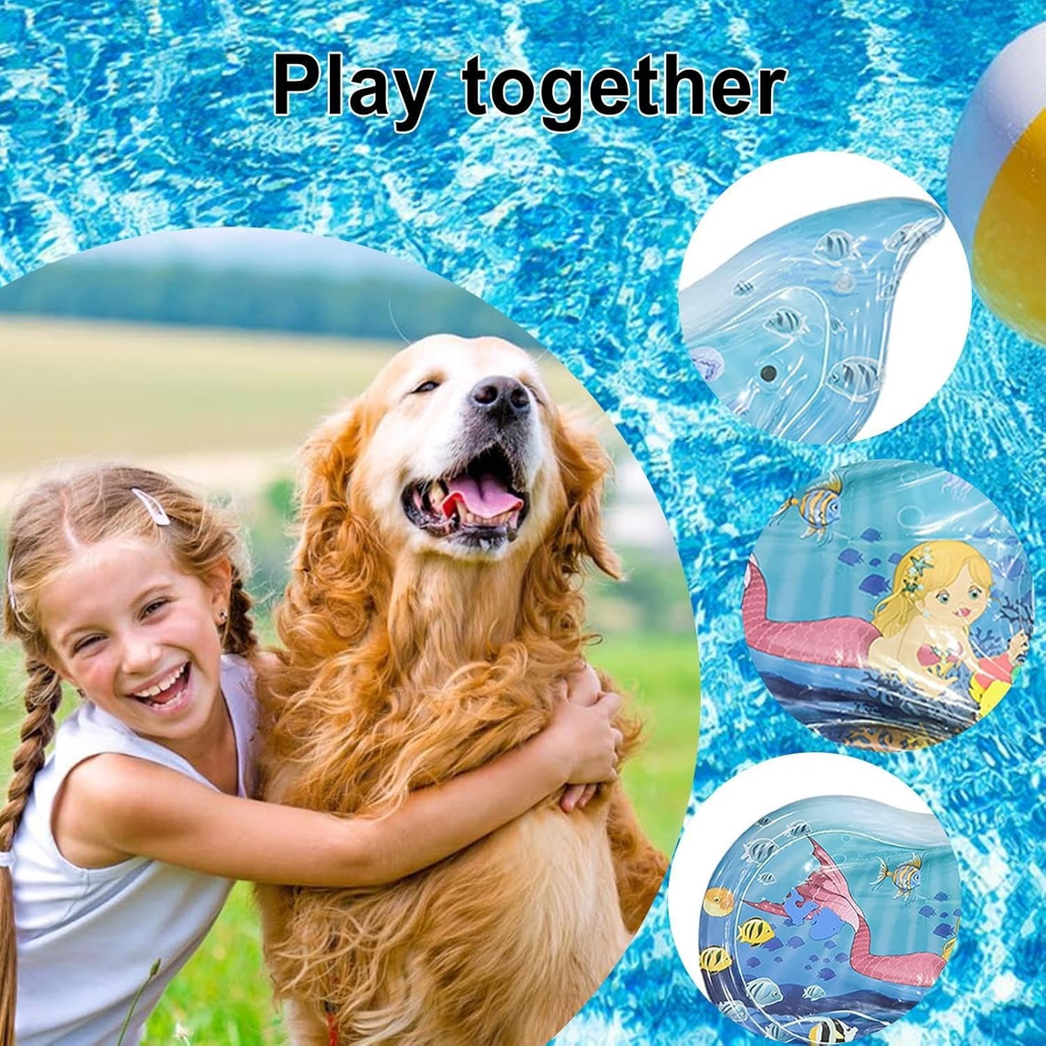 Inflatable Water Pad | Inflatable Outdoor Pet Mat - Water Sensor Technology Water Patting Mat for Floor, Tile, and Grass