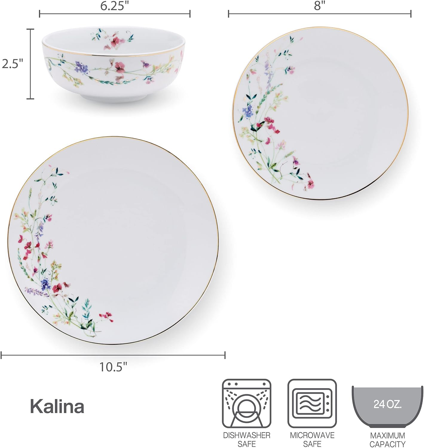 Mikasa Kalina Metallic 24 Piece Dinnerware Set, Service for 8