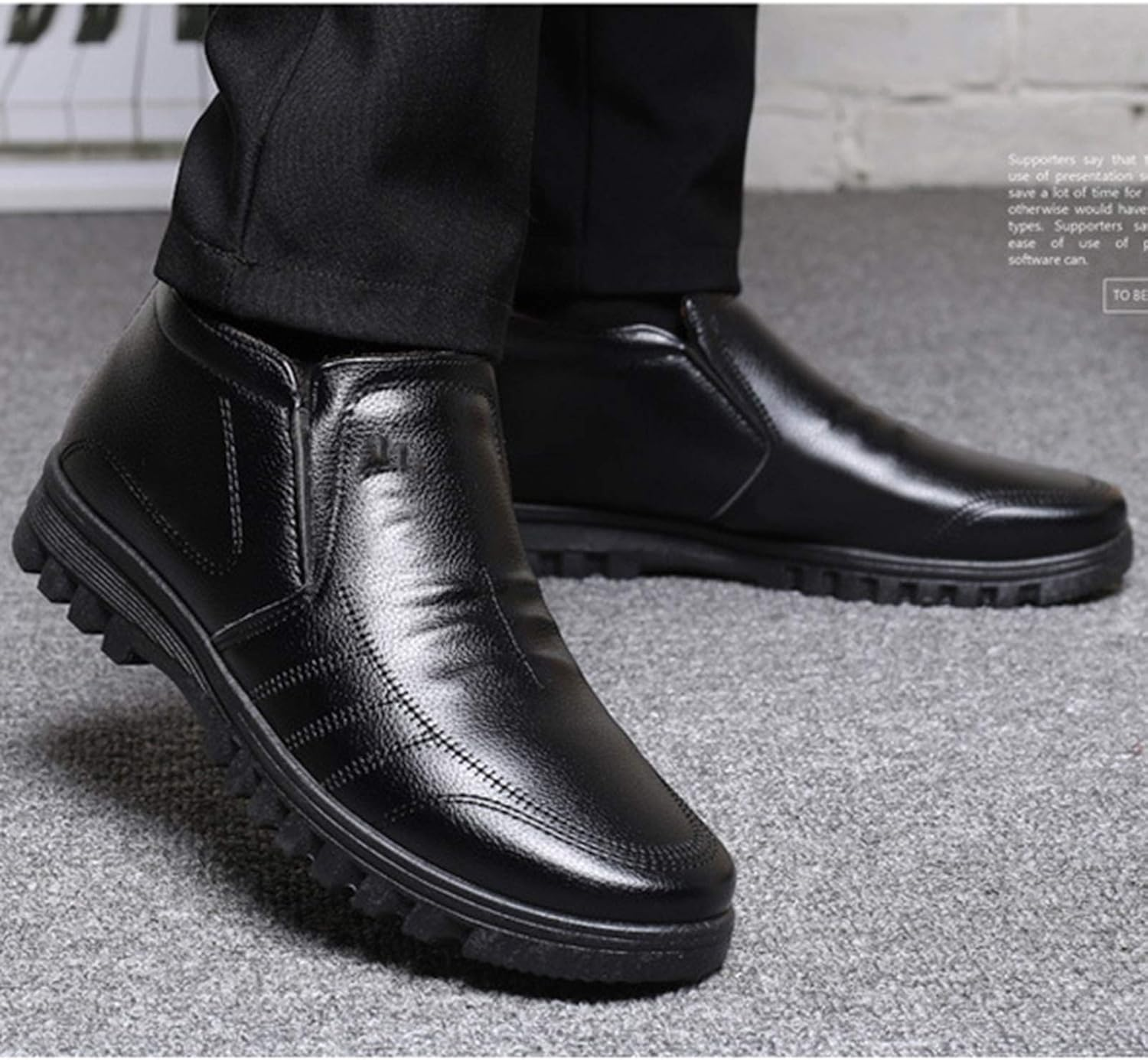 Winter Snow Boots Warm Thicken Men'S Ankle Boots Male Business Office Formal Leather Safety Shoes,43 EU image number 2