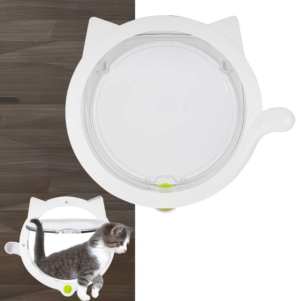 Cat Shaped Pet Door Easy Install Plastic Kitty Passage in Out Freedom for Cats White Cat Flap with Rotate Switch Perfect for Home & Apartment Pet Owners image number 5