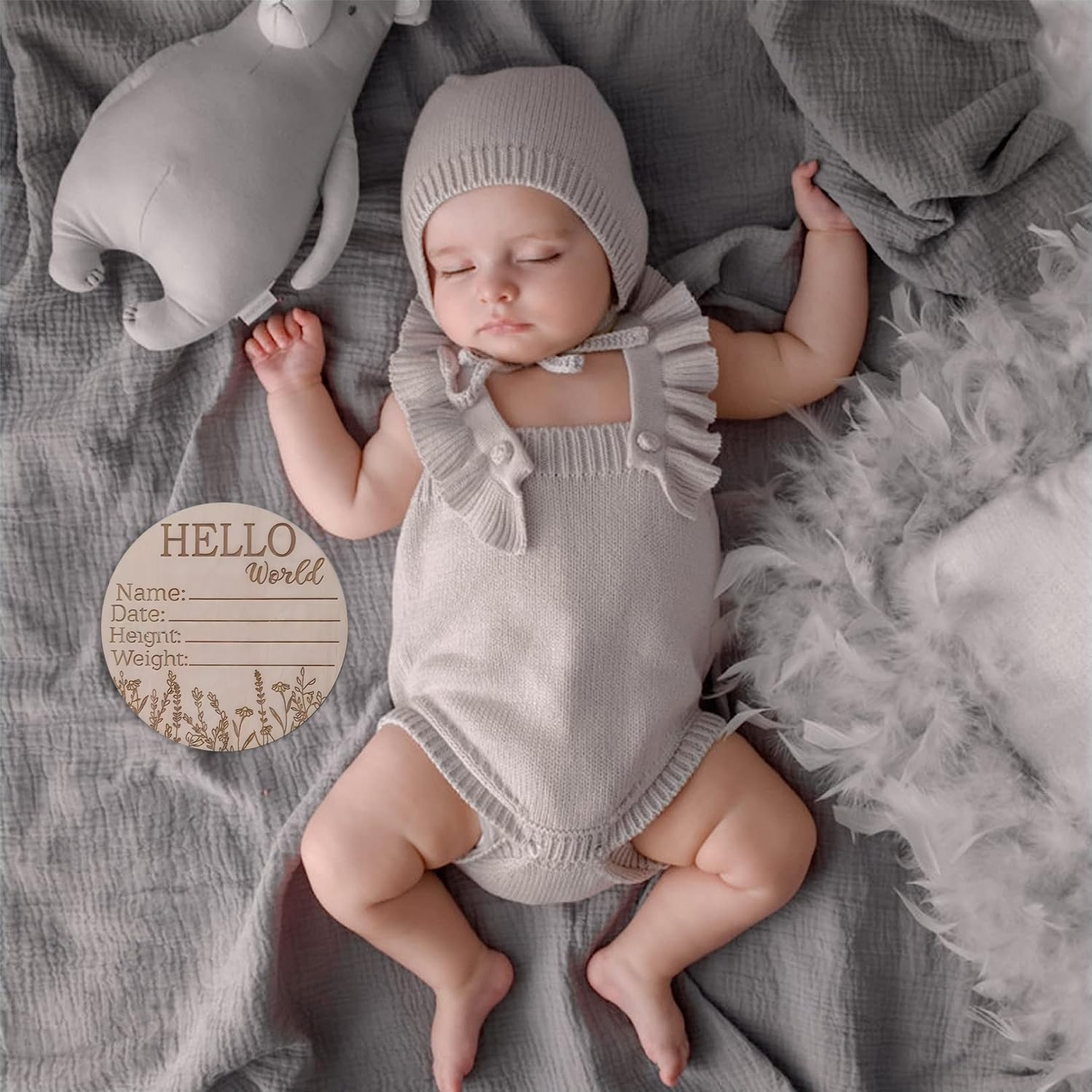 Birth Announcement Sign, Handcrafted Baby Monthly Milestone Cards Made with Light Birch Wood to Commemorate Baby'S First Year of Life,Baby Name Announcement Sign for Photo Prop Shower Nursery Gift image number 3