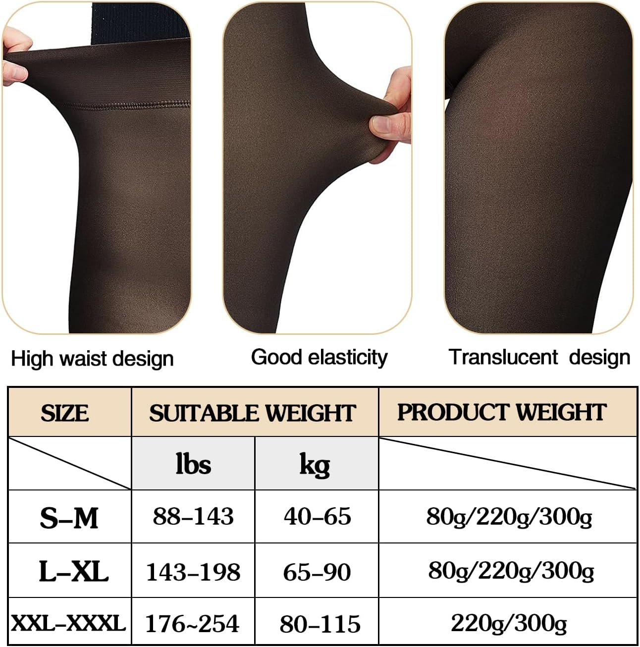 DTWAWA Fleece Lined Tights Sheer Women - Fake Translucent Warm Pantyhose Leggings Sheer Thick Tights image number 2