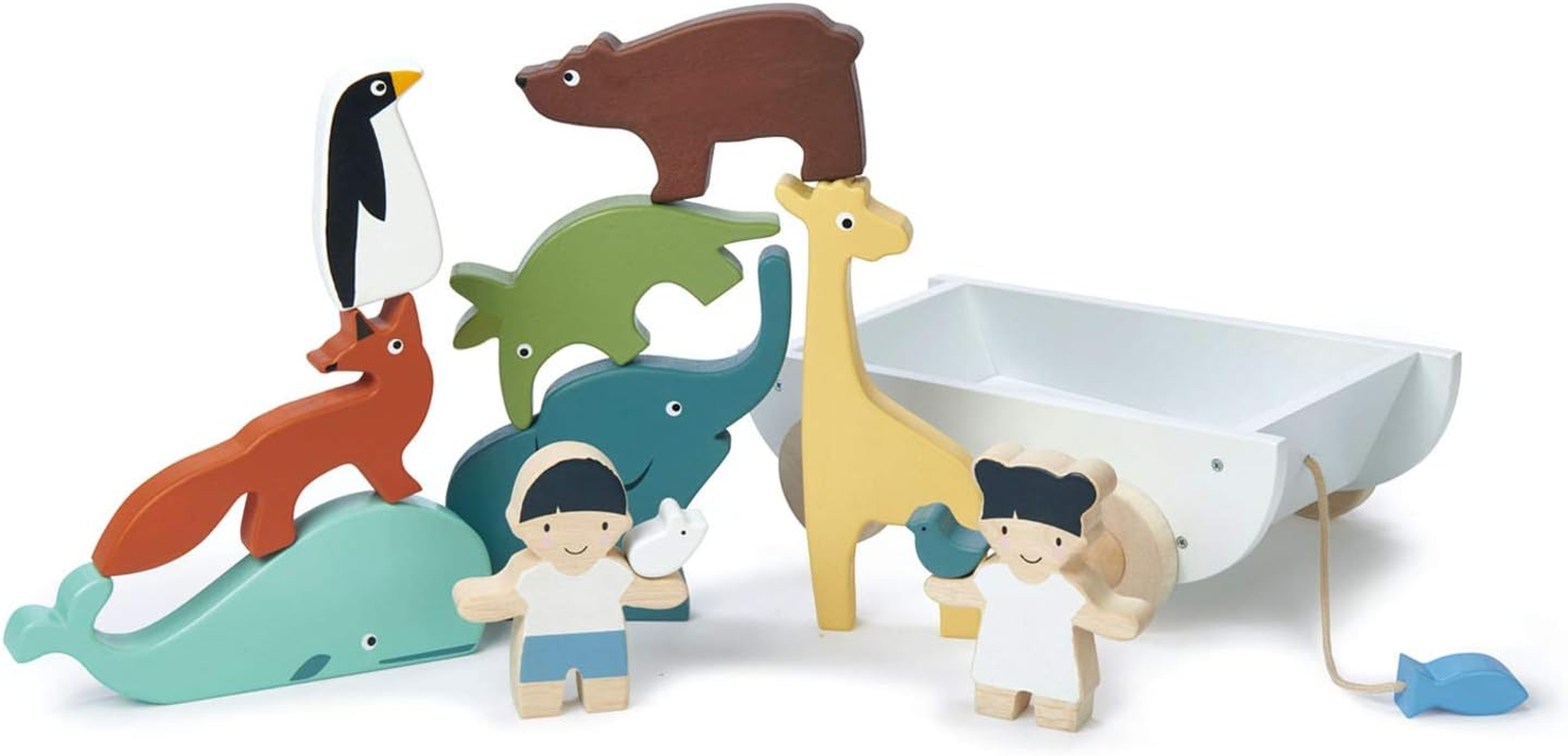 Tender Leaf Toys the Friend Ship - Wooden Wheeled Boat of Chunky Animals and Children image number 3